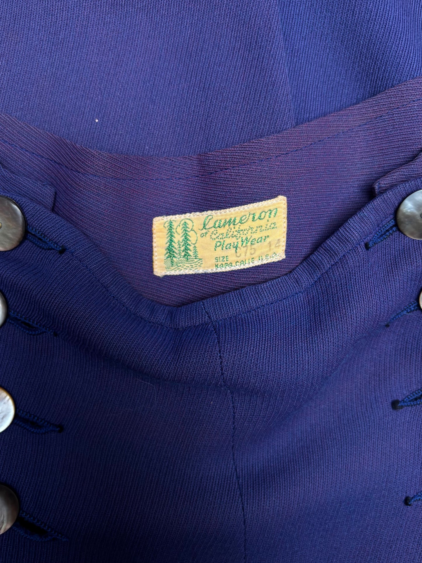 Special 1940s 'Cameron of California' Faded Cobalt Fall Front Pants