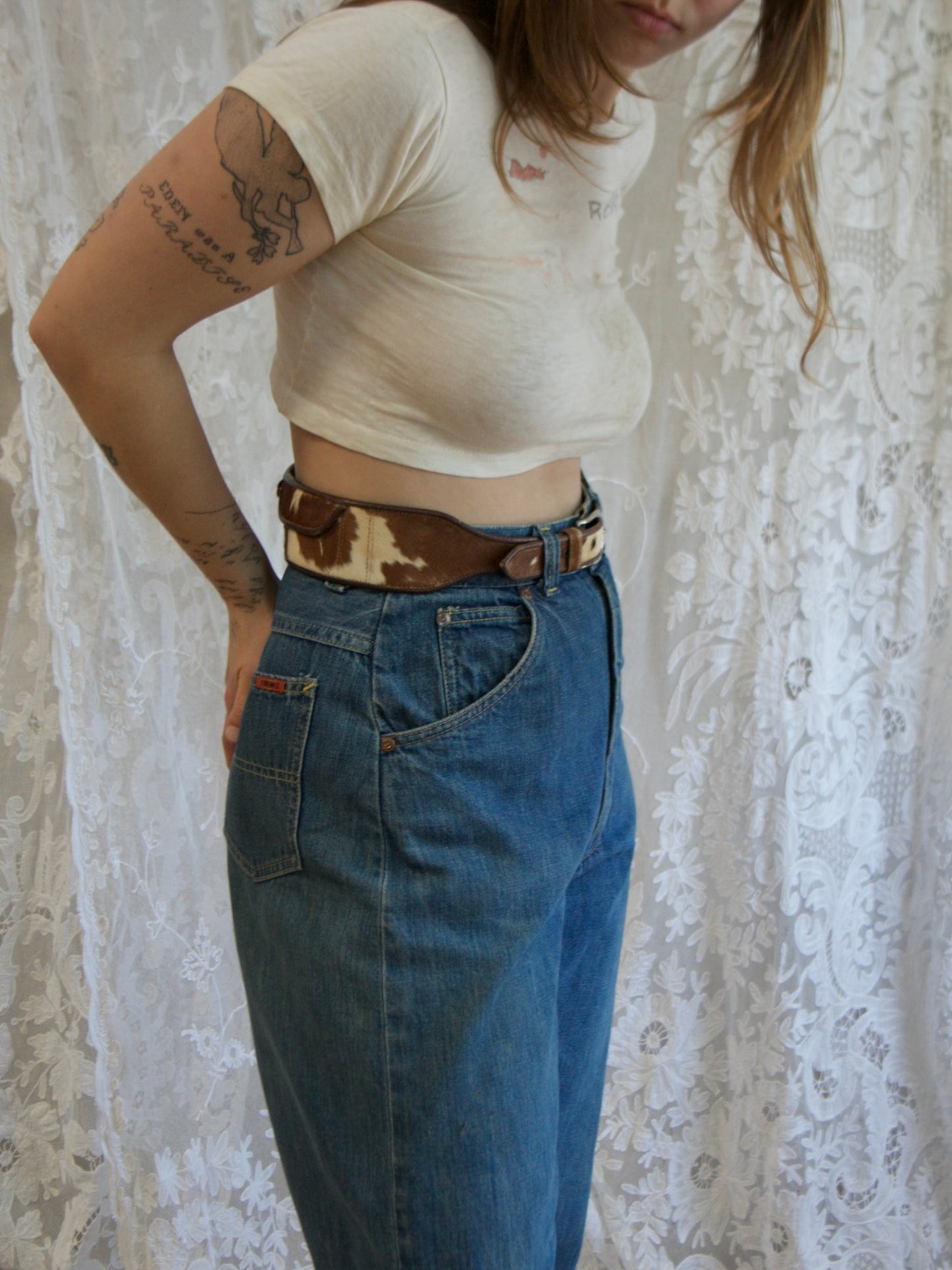 1940s/50s Pony Hair Lace Back Western Waist Belt