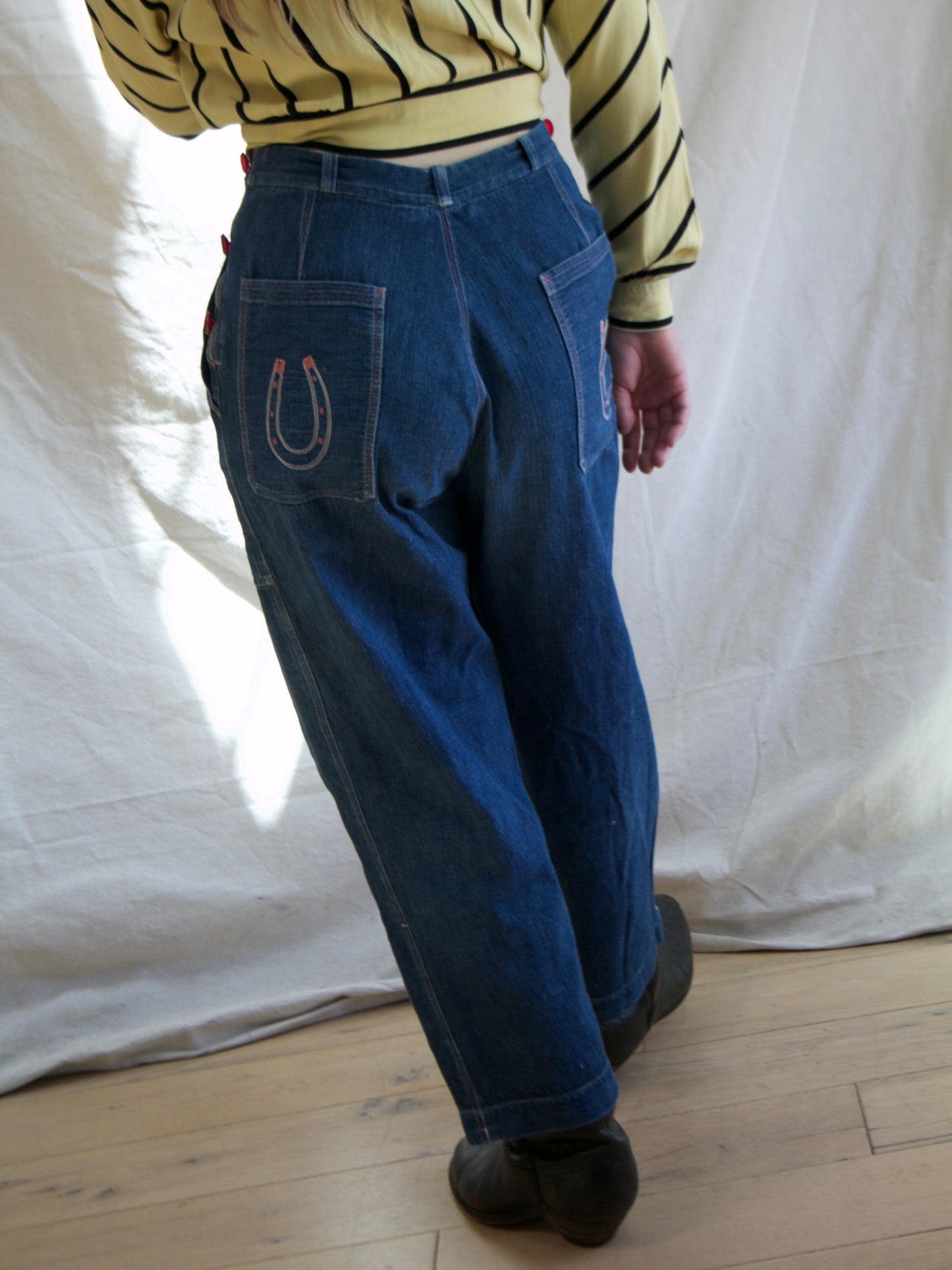 1940s/1950s Western Motif Embroidered 'Side Button' Jeans