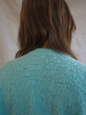 1950s Orlon Fuax Mohai Fuzzy MInt Knit Cardigan