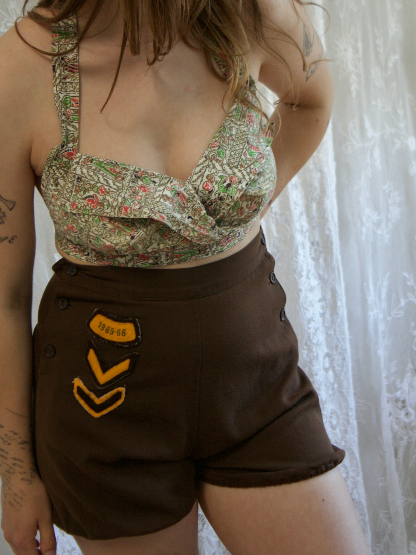 1950s Smooth Gabardine Athletic Fall Front Shorts
