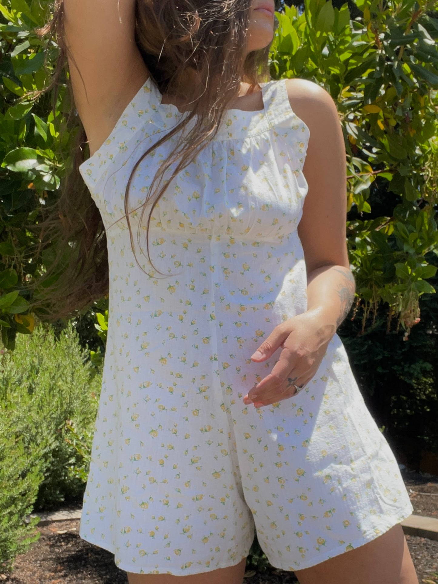 1930s/1940s Ditsy Floral Print Cotton Empire Waist Romper Playsuit