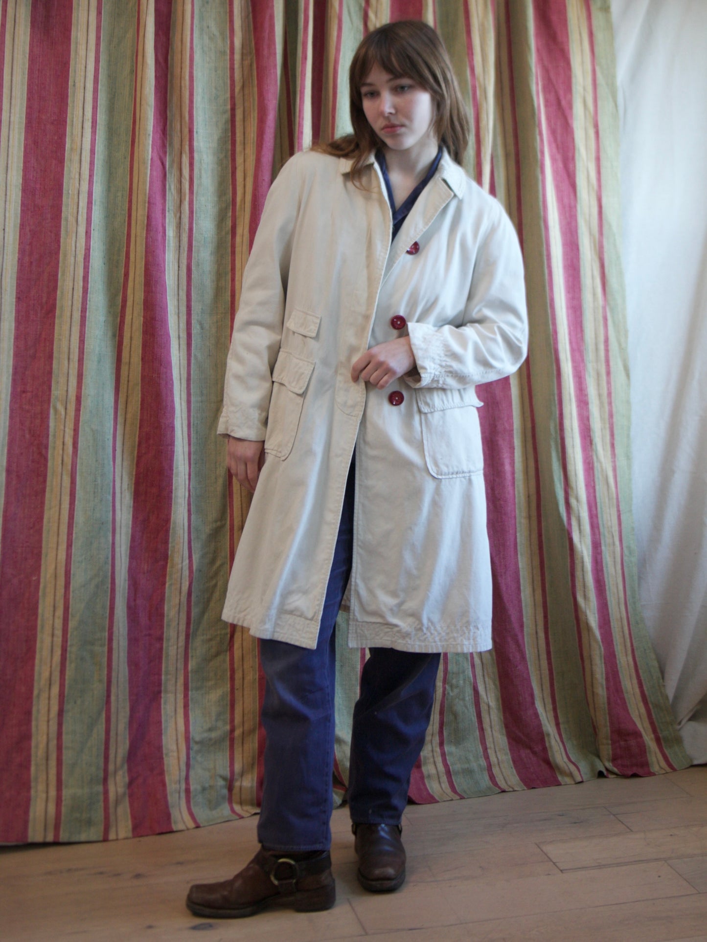 1940s Cream Cotton Trench Coat