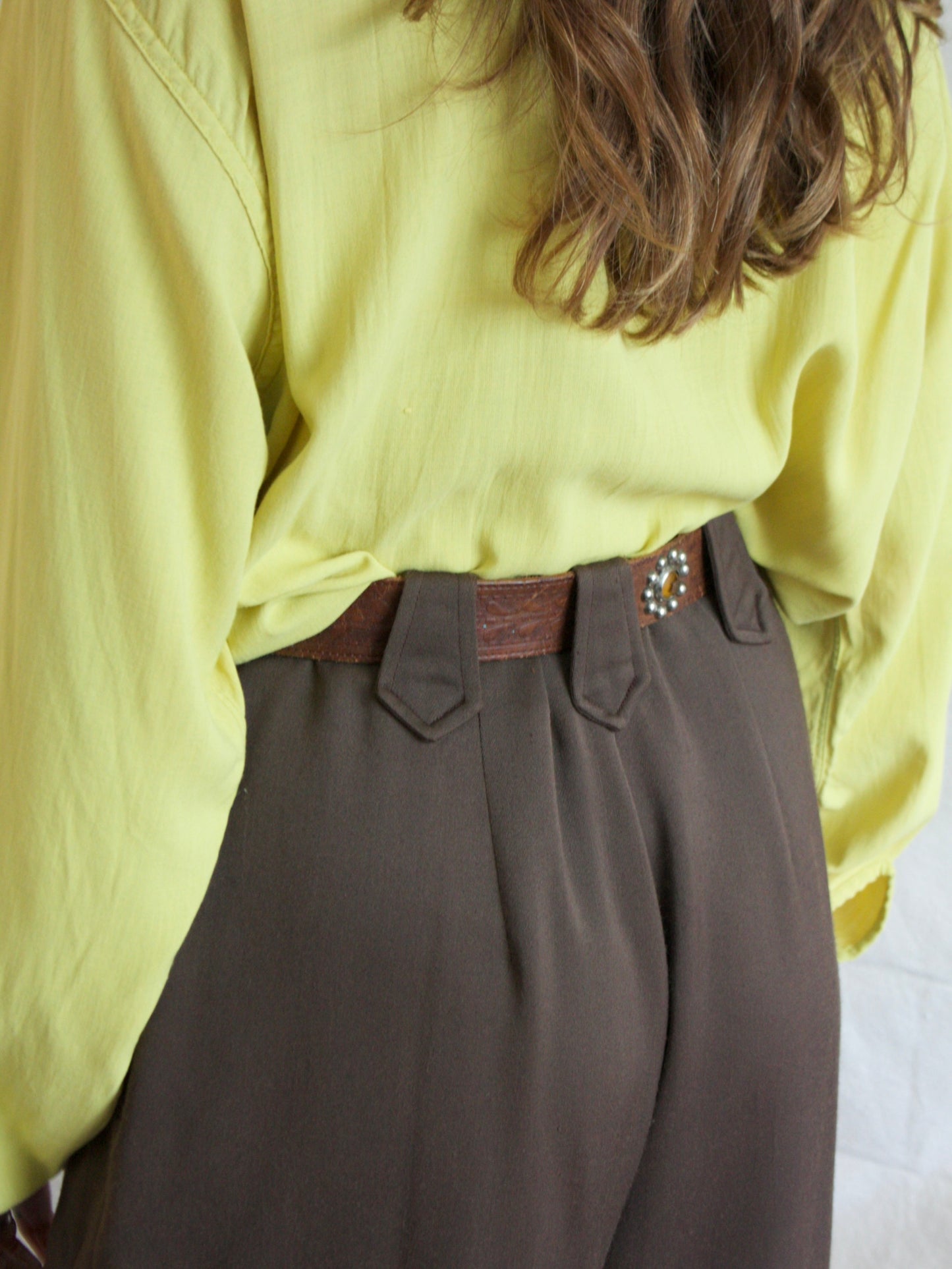 1950s Smooth Chocolate Brown Gabardine Western Side Zip Pants