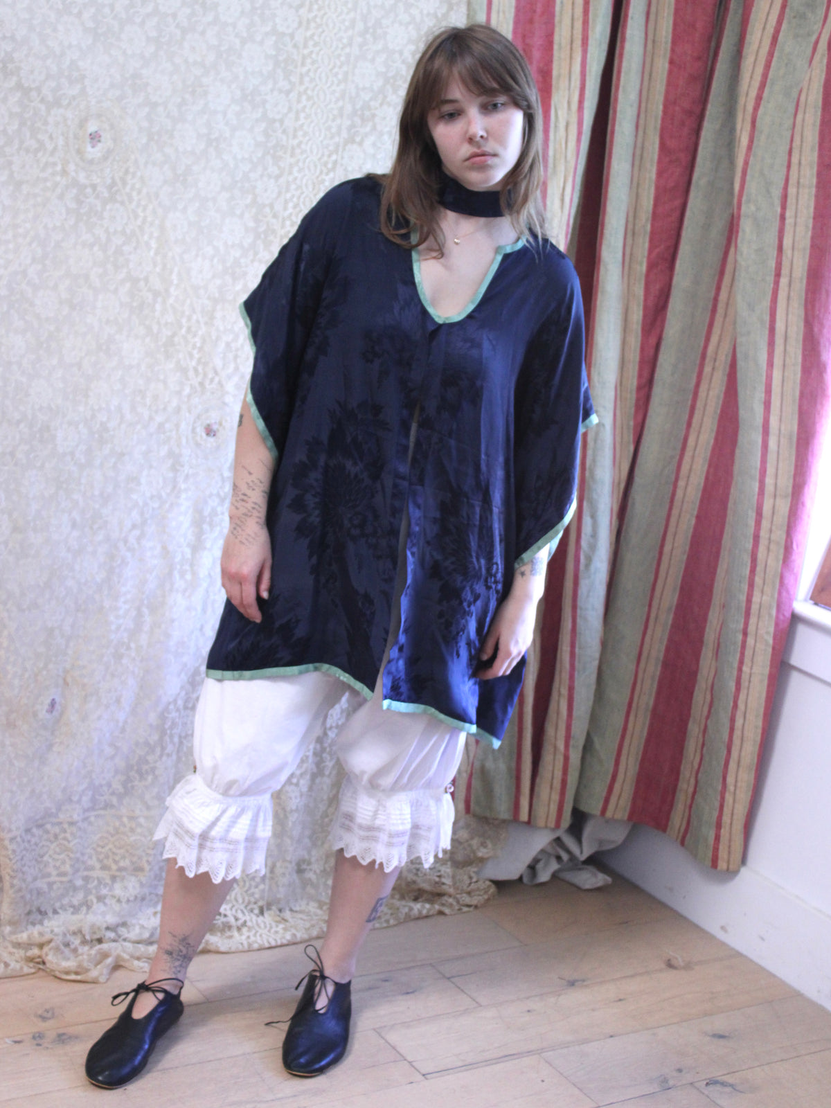 Antique 2PC 1920s Silk Jacquard Lounge Tunic