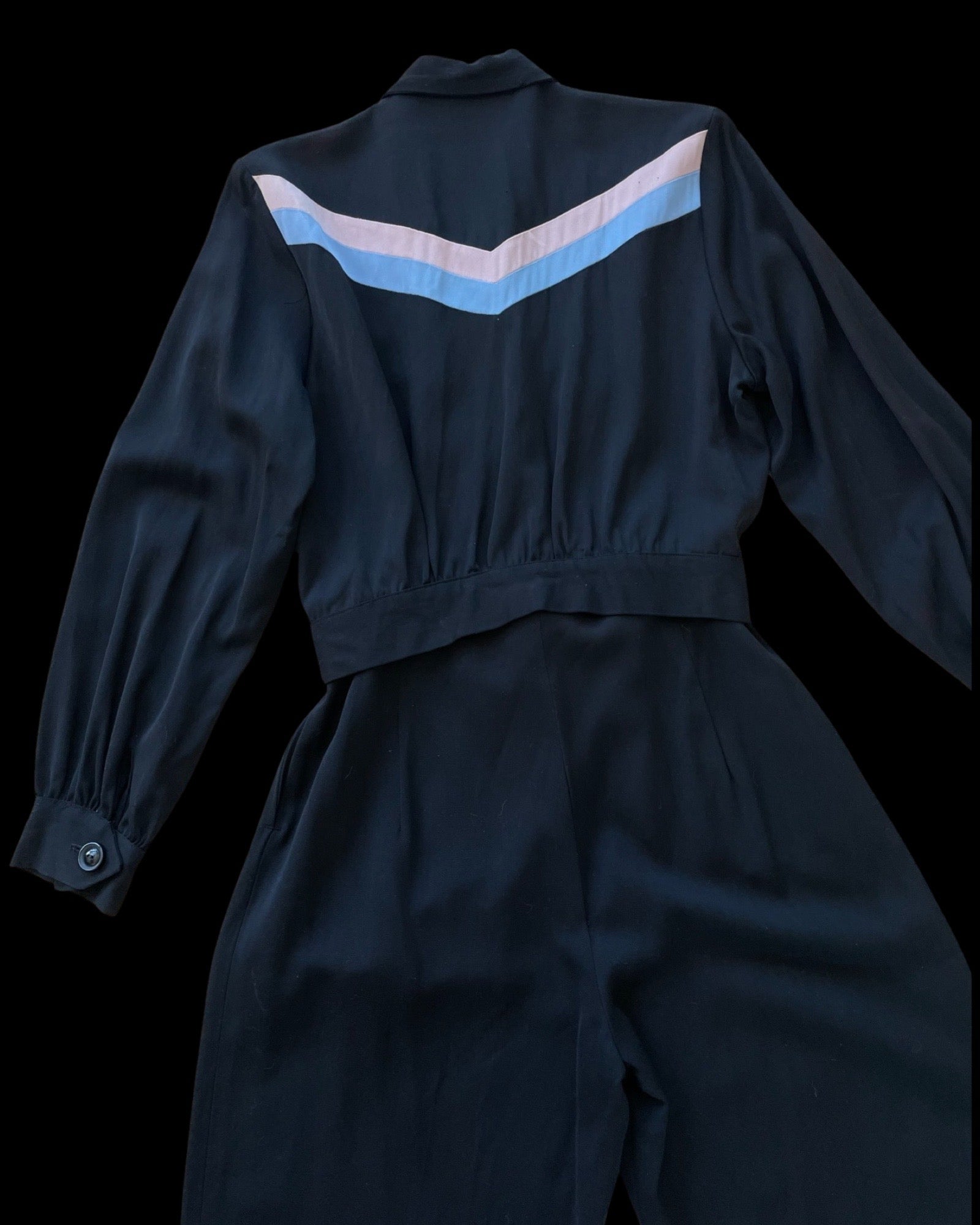 1940s DEADSTOCK Pastel Chevron Stripe Gabardine Sportswear Pant Suit Set