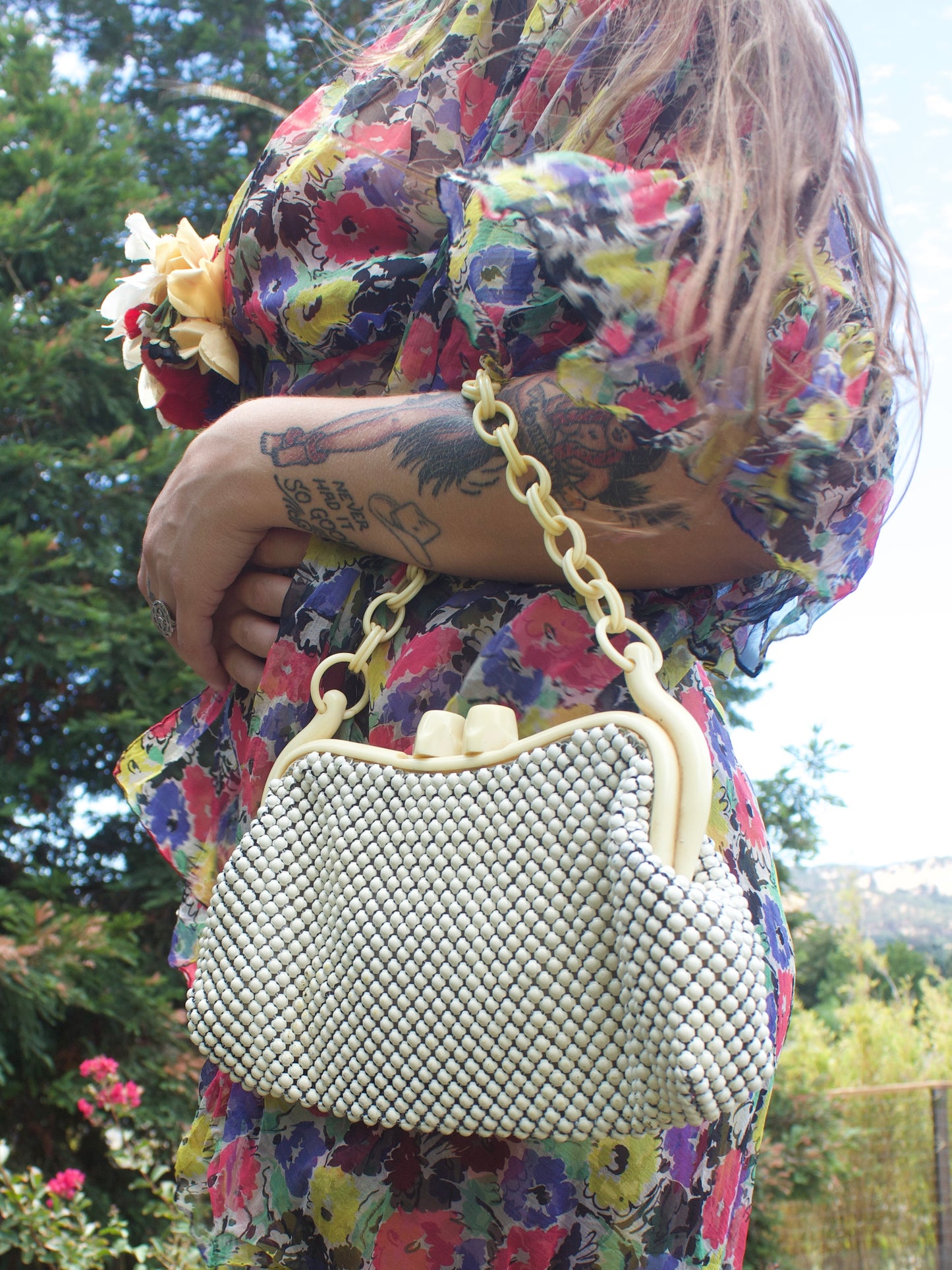 1940s Whiting & Davis 'Alumesh' & Celluloid Handbag