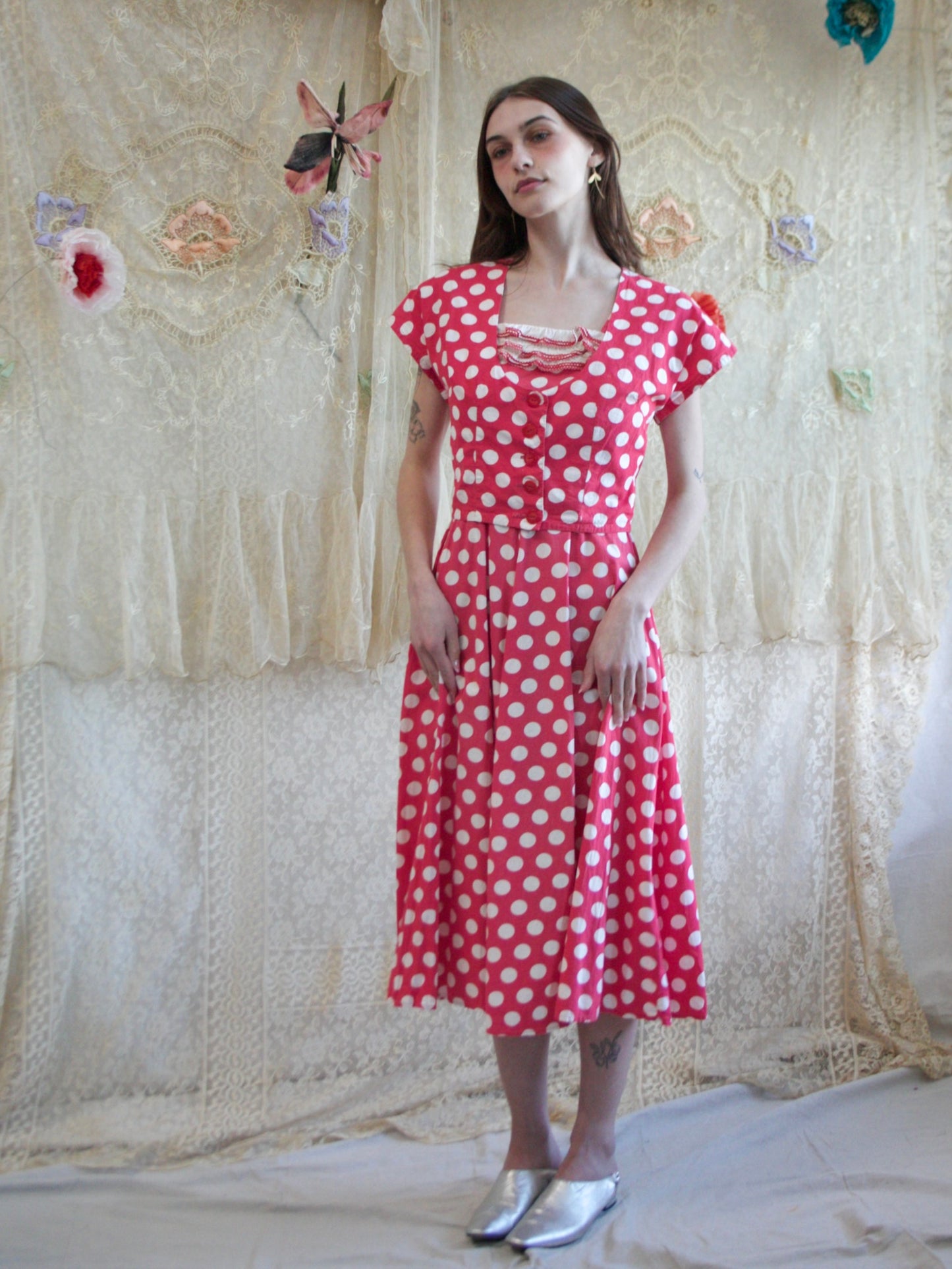 1950s Two PC Polka Dot Cotton Dress Set