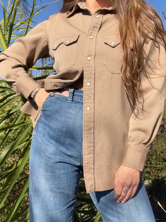 1940s/1950s California Ranchwerar Wool Gabardine Western Pearl Snap