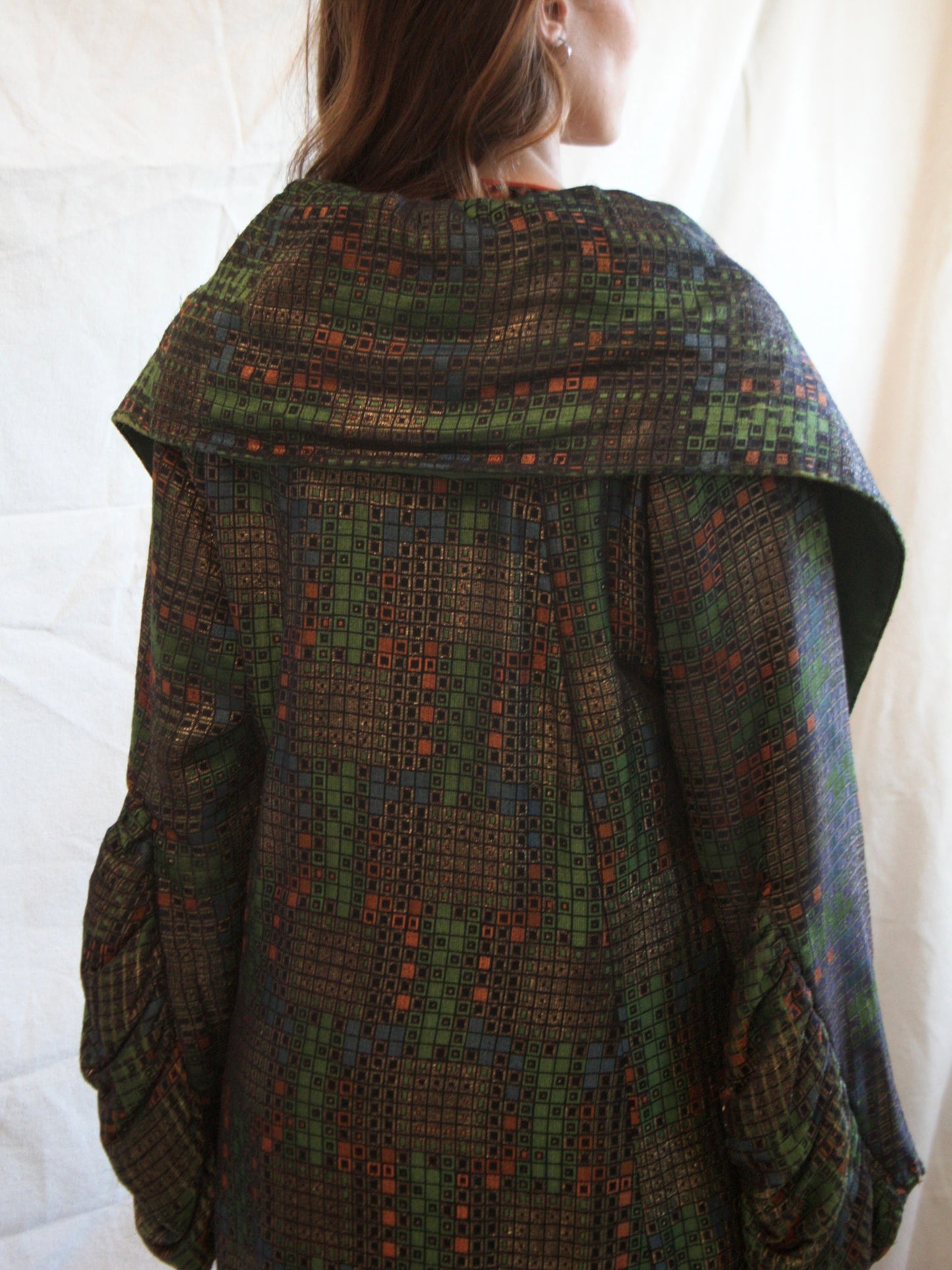 Antique 1920s Geometric Lamé Cocoon Evening Coat