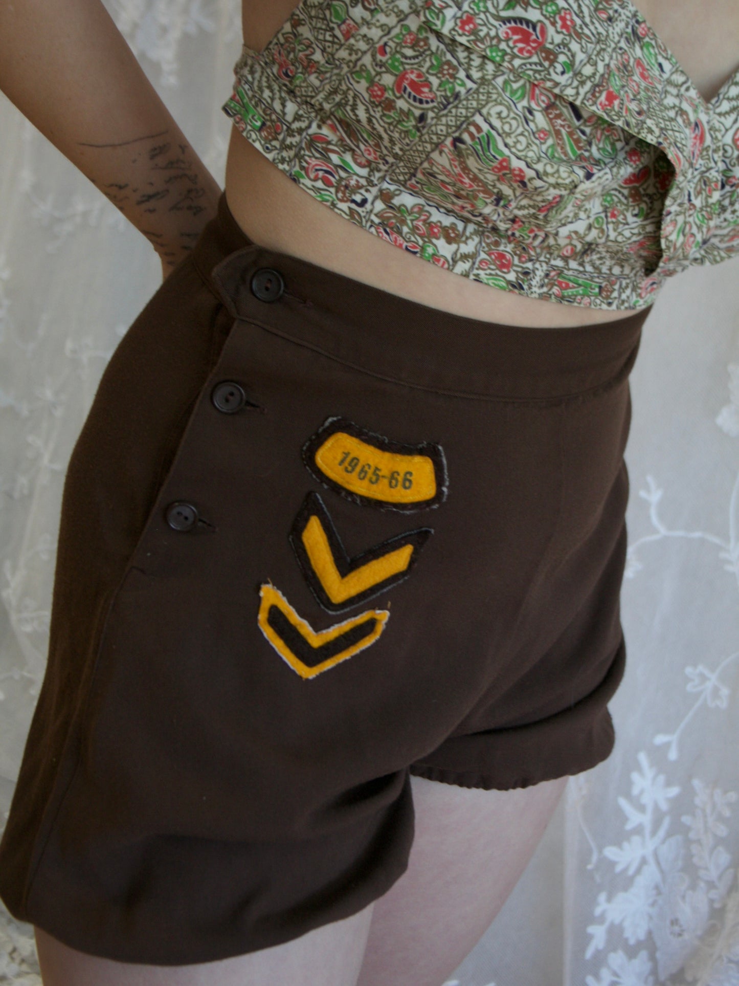 1950s Smooth Gabardine Athletic Fall Front Shorts