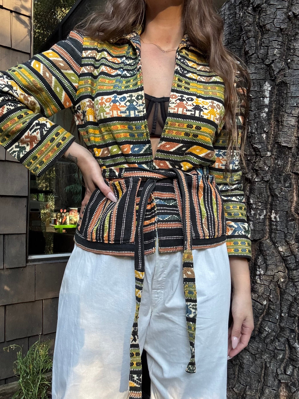 1940s Guatemalan Wrap Tie Waist Jacket