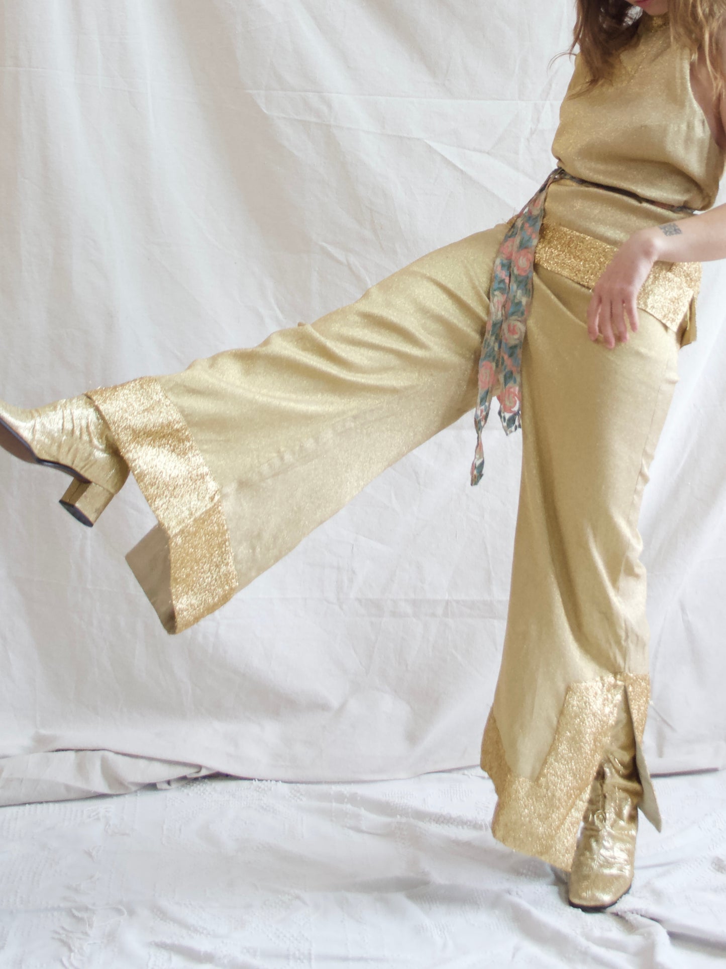 1950s Lurex Palazo Pant Halter Jumpsuit