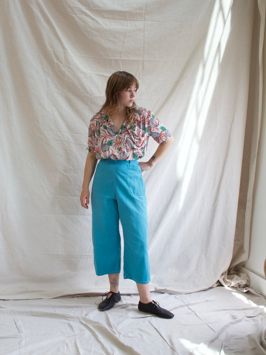 1950s Electric Blue Side Zip Clam Diggers