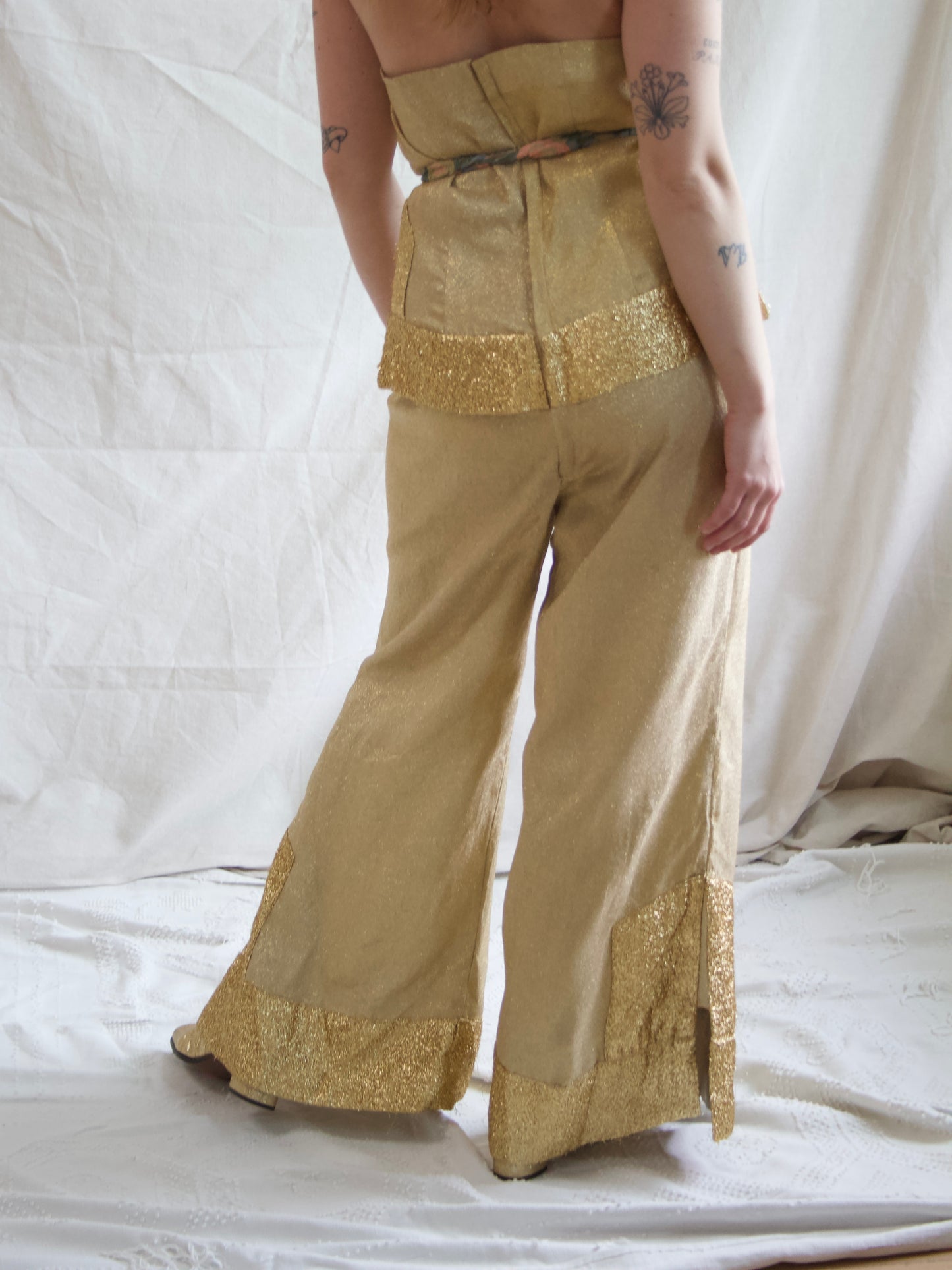 1950s Lurex Palazo Pant Halter Jumpsuit