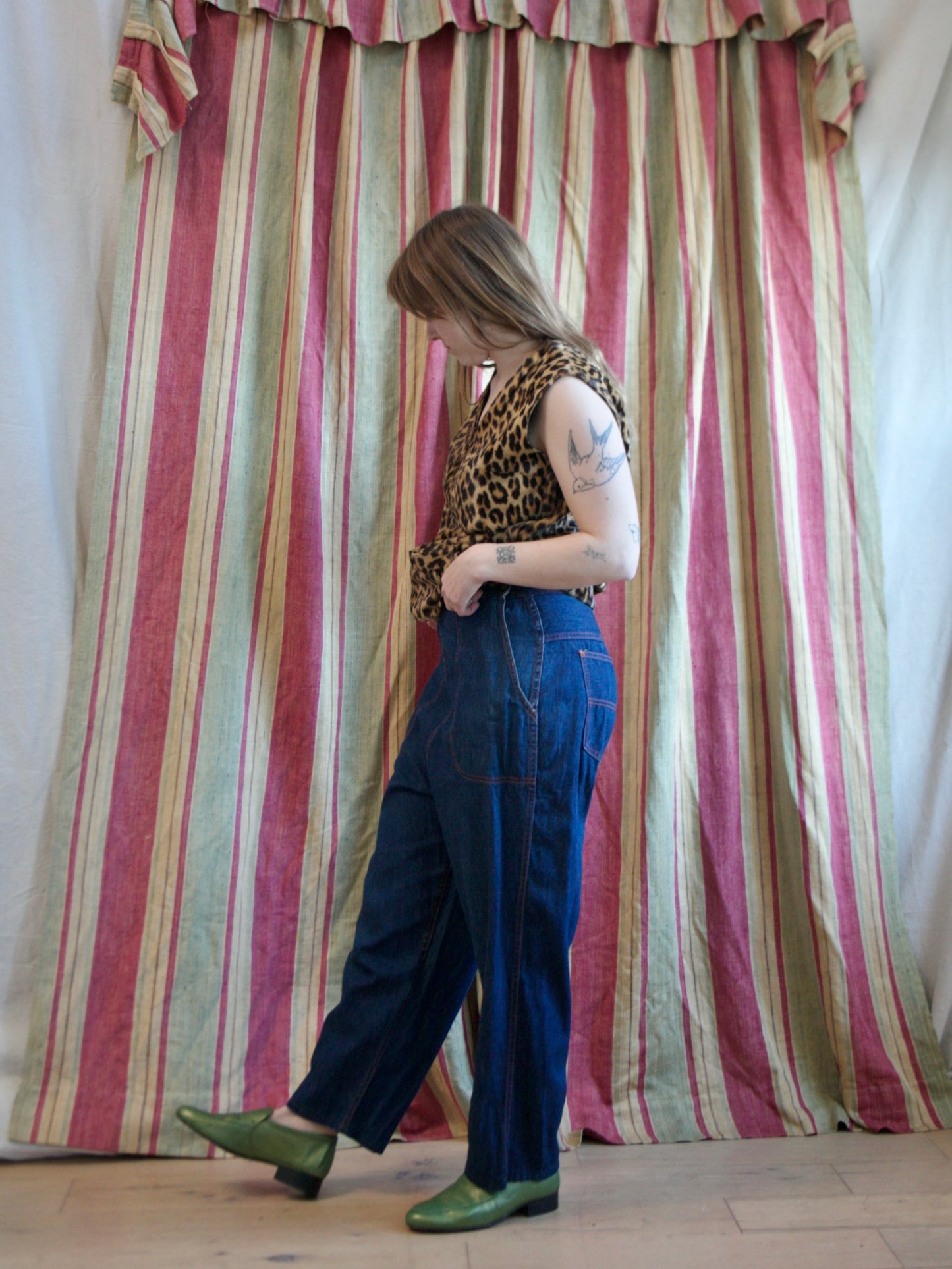 1950s Dark Denim Side Zip Jeans