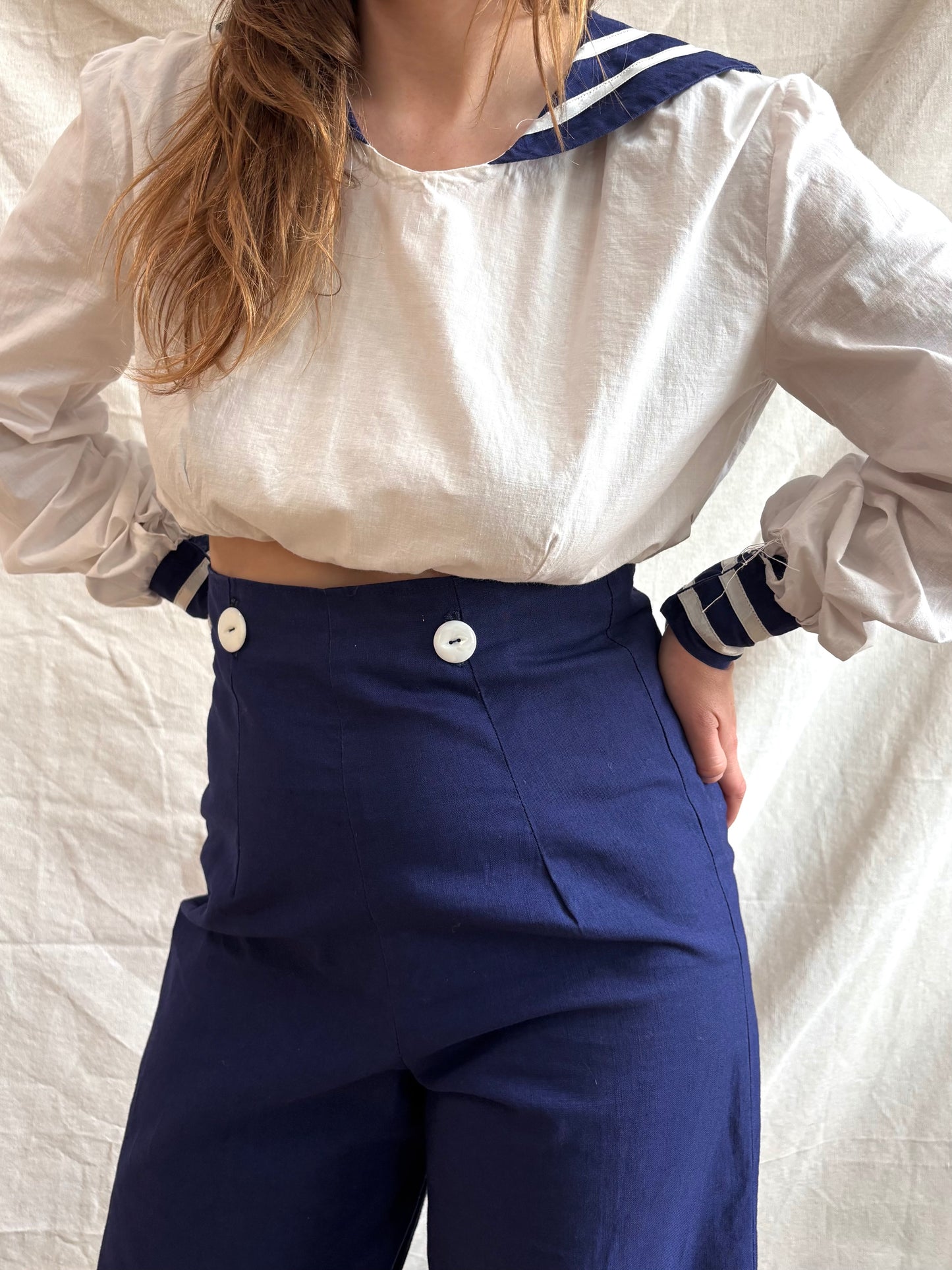 Special 1940s 2PC Sportswear Sailor Pant and Blouse Set