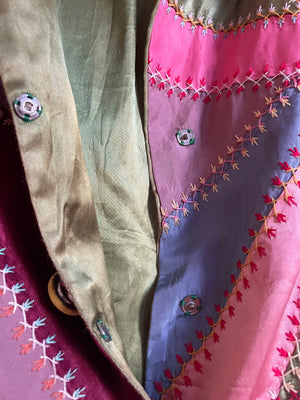 1940s Rainbow Patchwork Silk/Satin Crazy Quilt Jacket