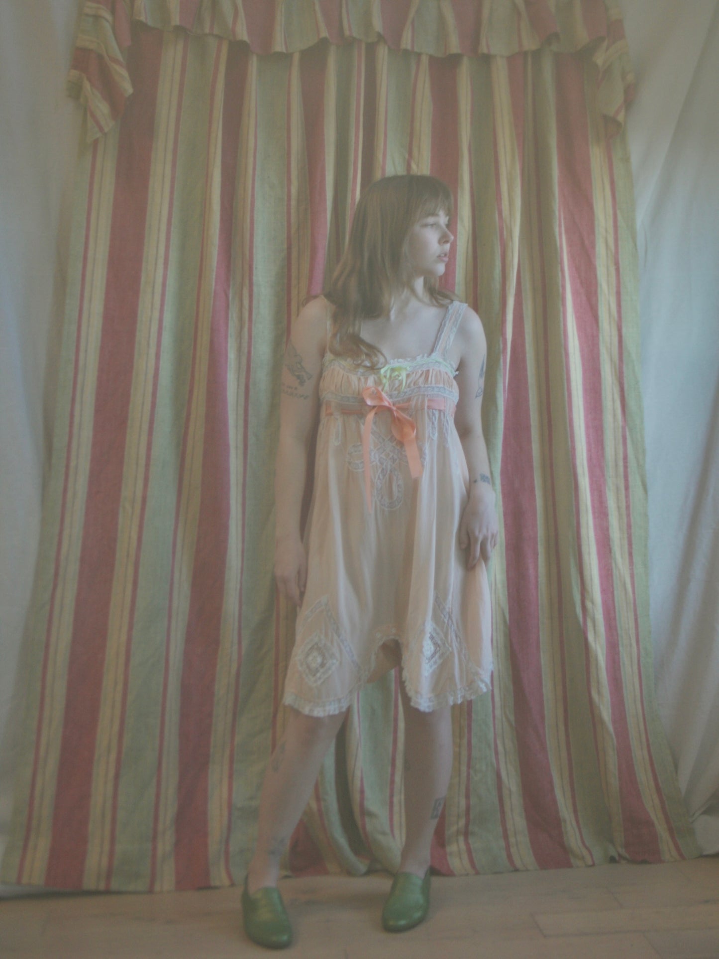 1920s Silk Crepe Insertion Lace Woven Ribbon Step In