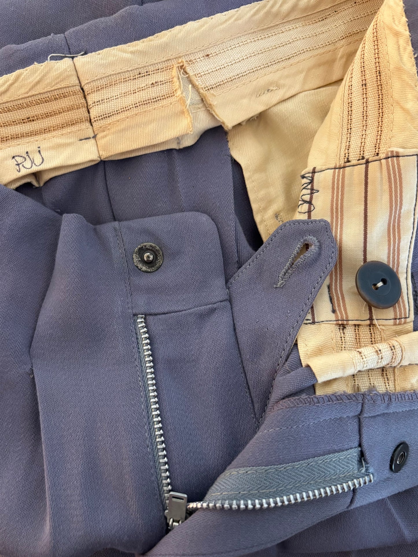 1950s Drop Loop Gabardine Pleat Front Pants
