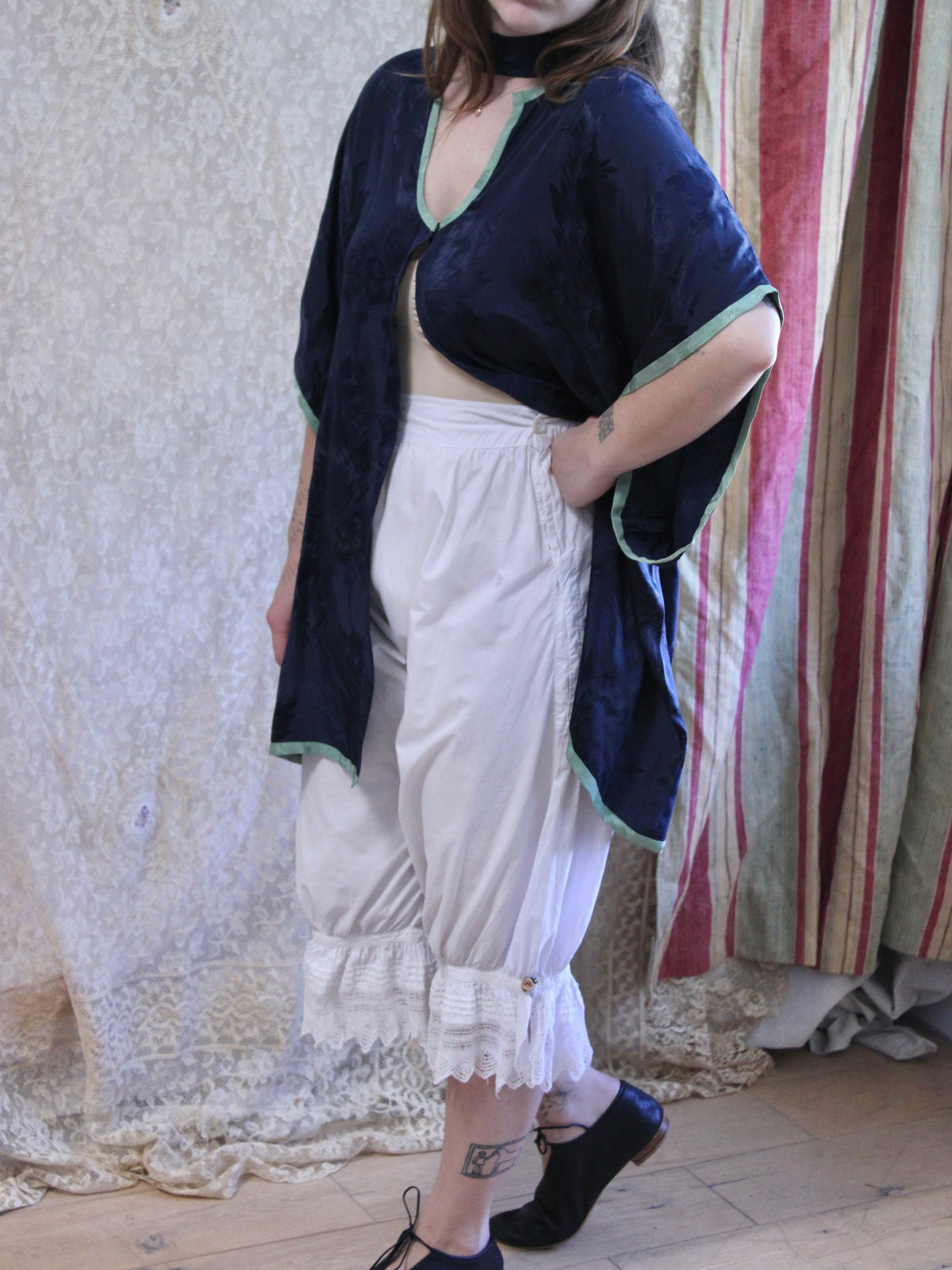 Antique 19th C Cotton & Tatted Lace Bloomers