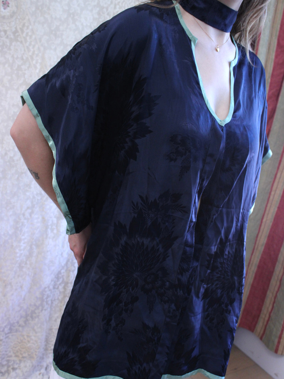 Antique 2PC 1920s Silk Jacquard Lounge Tunic