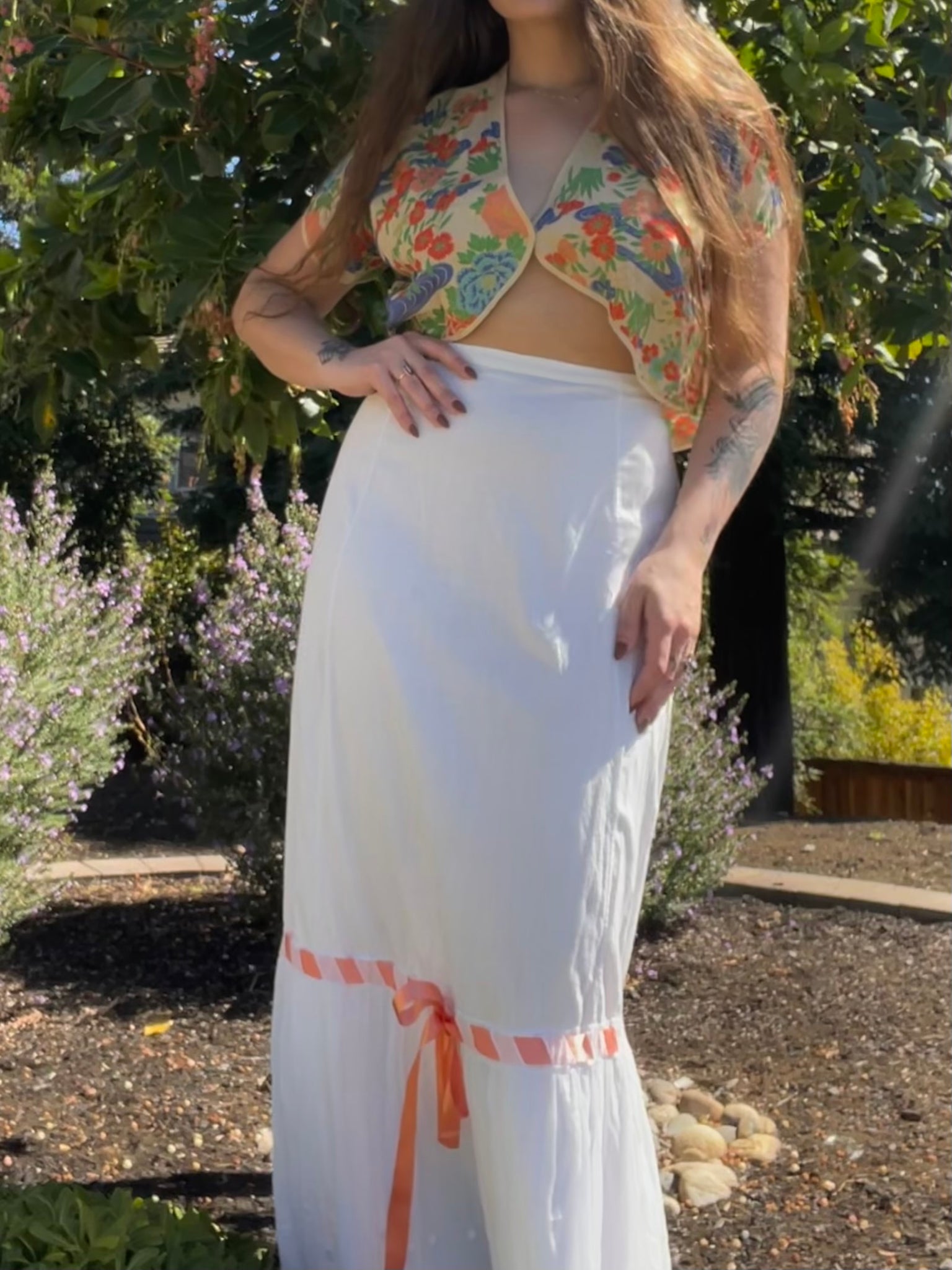 Edwardian Embroidered Cotton Woven Ribbon Skirt