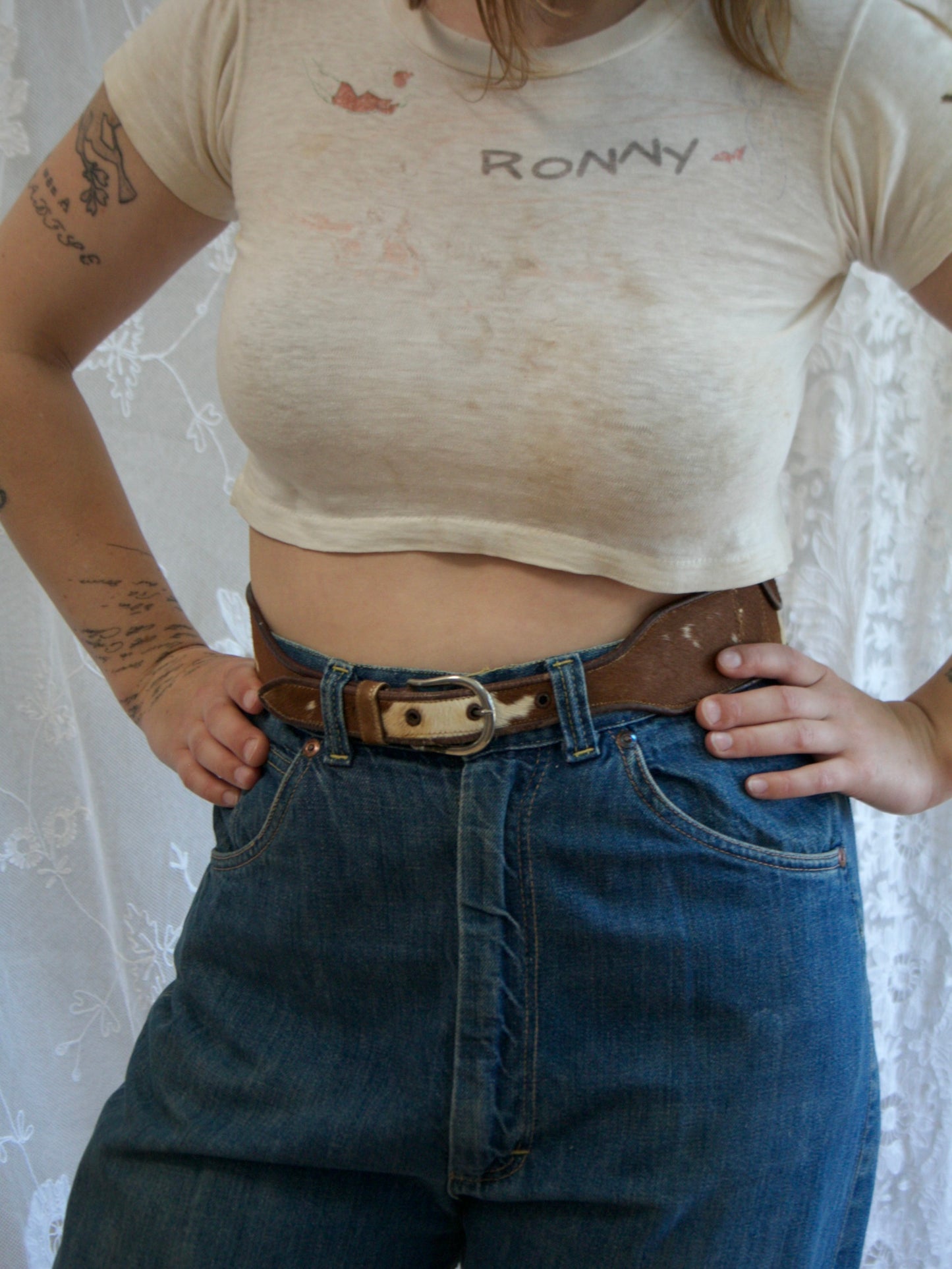 1940s/50s Pony Hair Lace Back Western Waist Belt