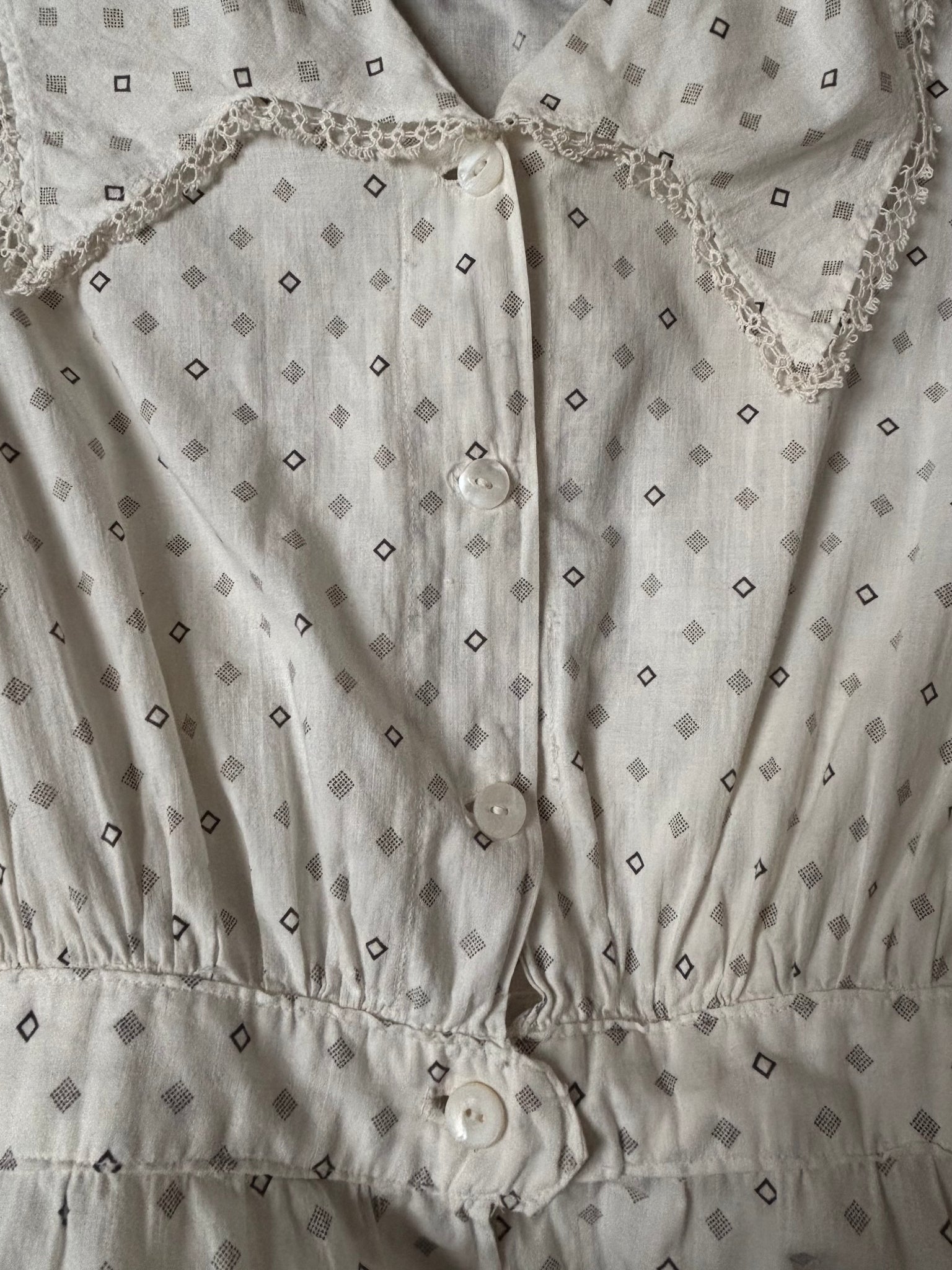 Antique Edwardian Calico Chore Workwear Dress