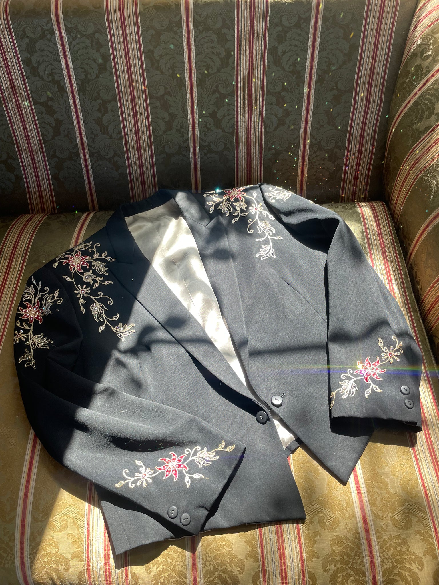 1950s Viola Grae Hand Embellished Inky Black Western Jacket