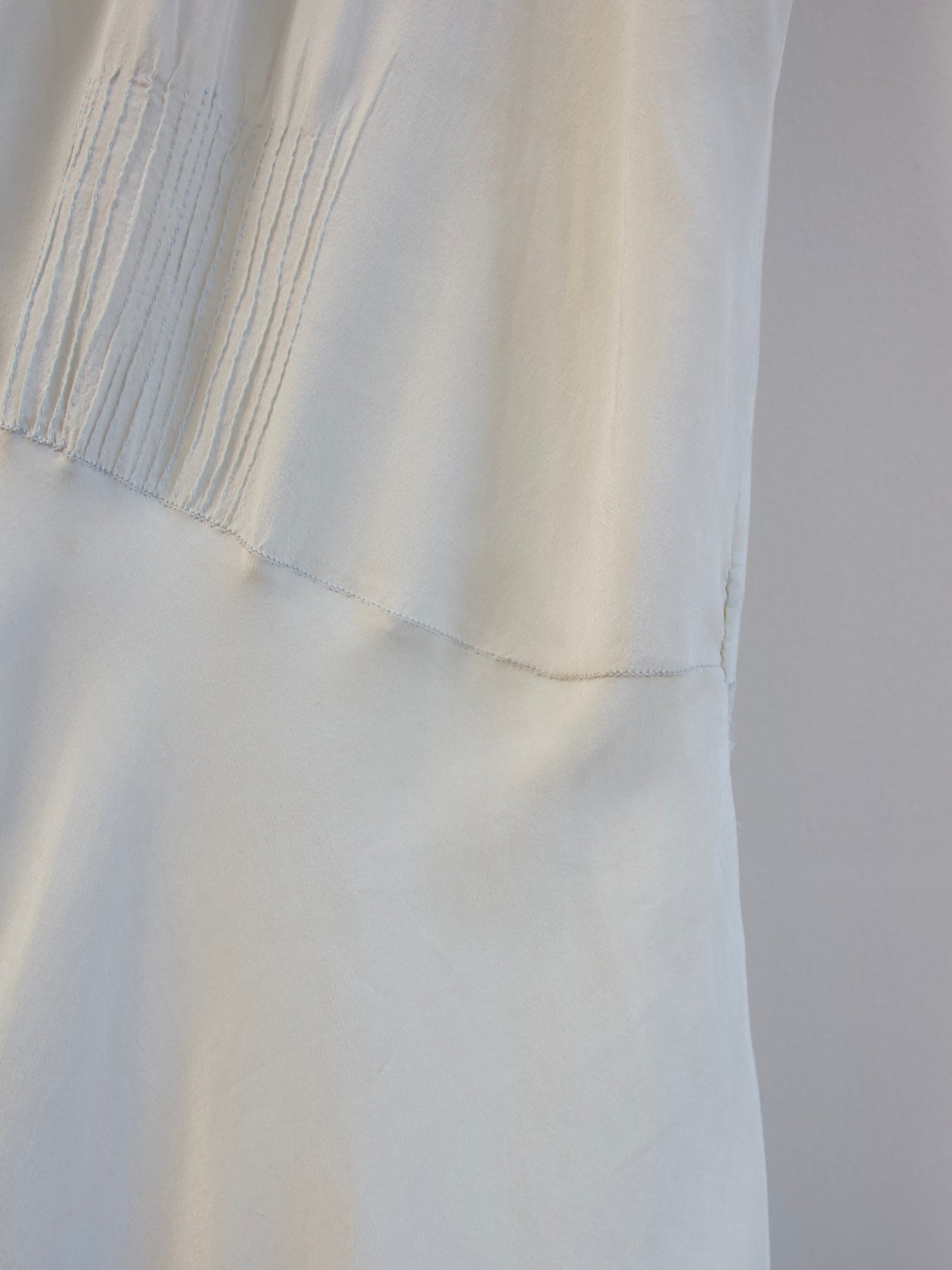 1930s Pale Seafoam Silk Floral Appliqué Slip Dress