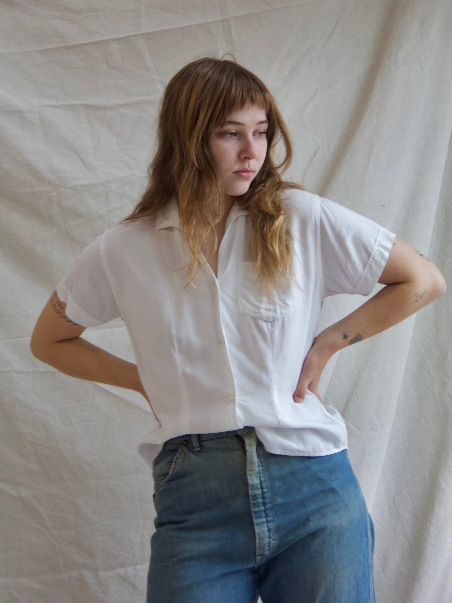 1950s Women's Chain Stitched Gabardine Bowling Shirt