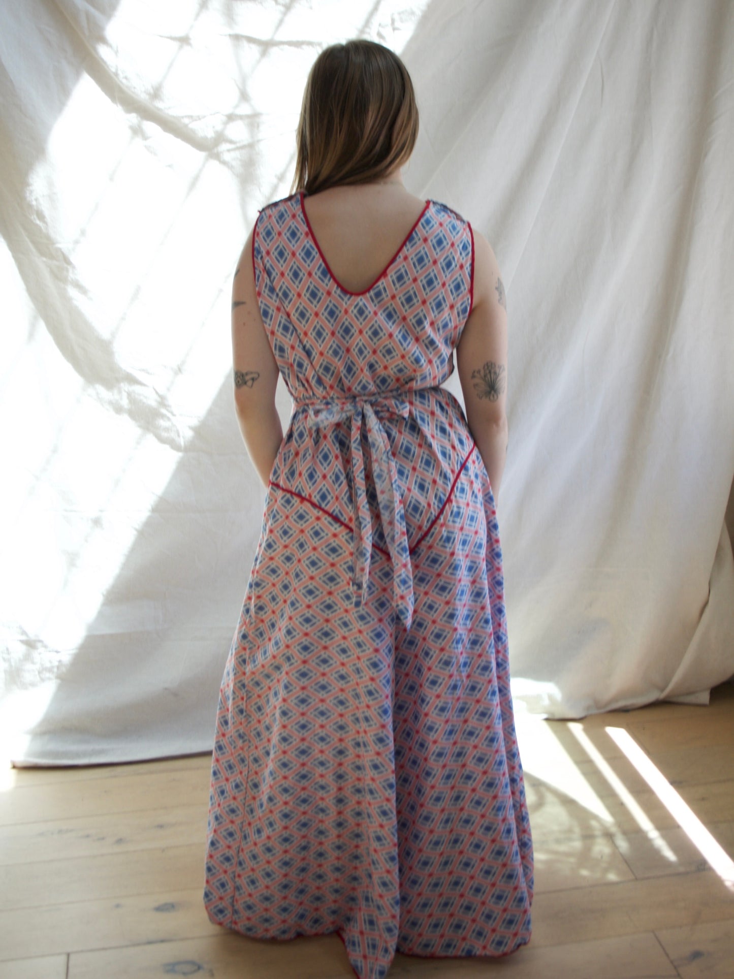 1920s Deco Cotton Drop Waist Palazzo Beach Pajamas