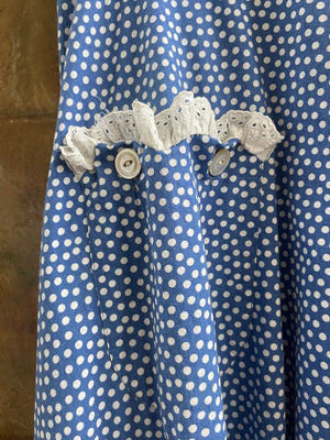 1940s Polka Dot & MOP Pocket Cotton Day Dress