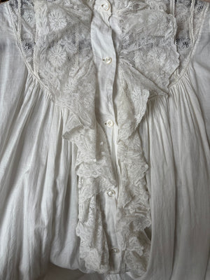 Antique Turn Of The Century Cotton & Valenciennes Lace Trousseau Gown