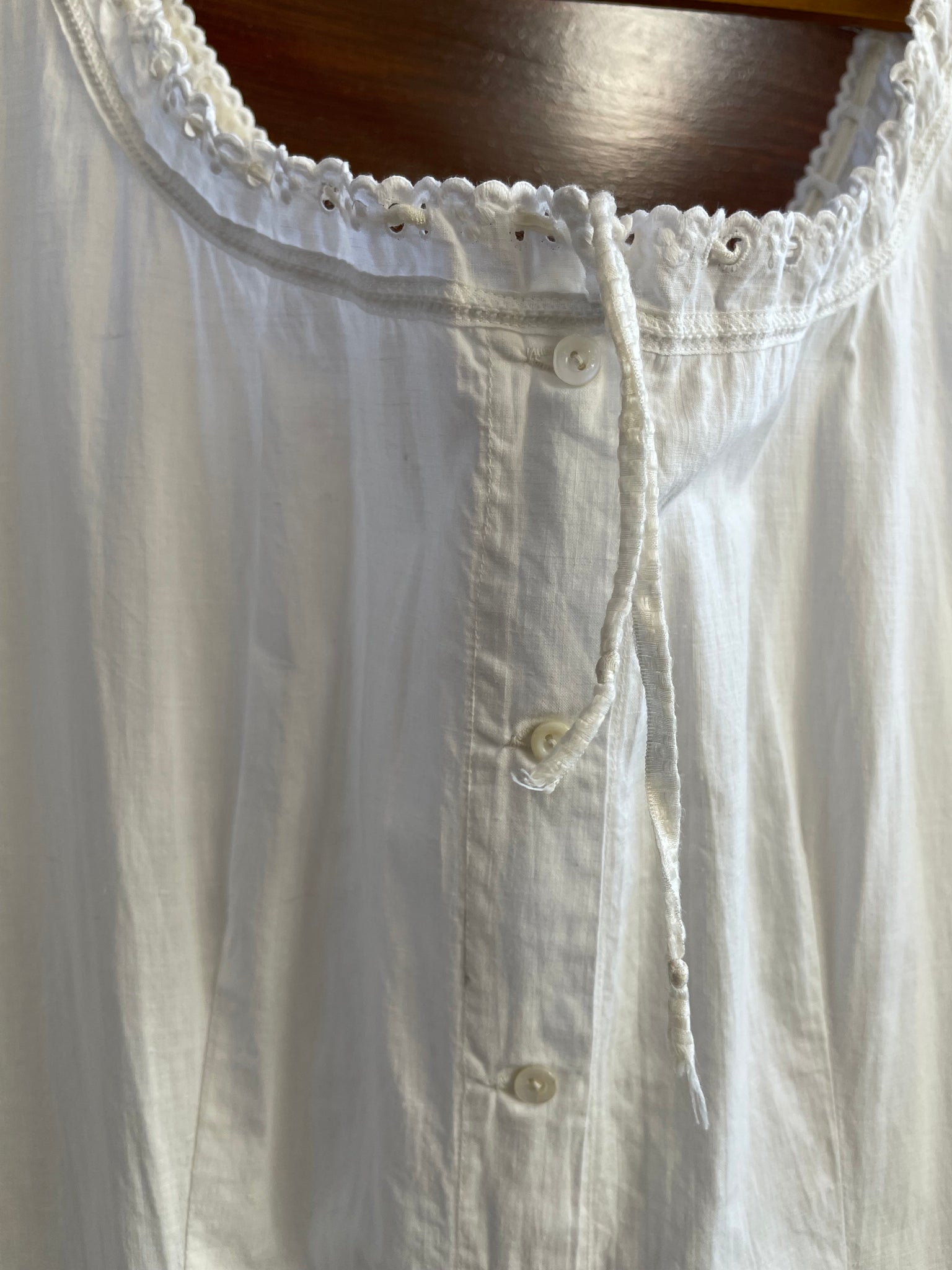 Edwardian Cotton Eyelet Chemise Button Font Dress