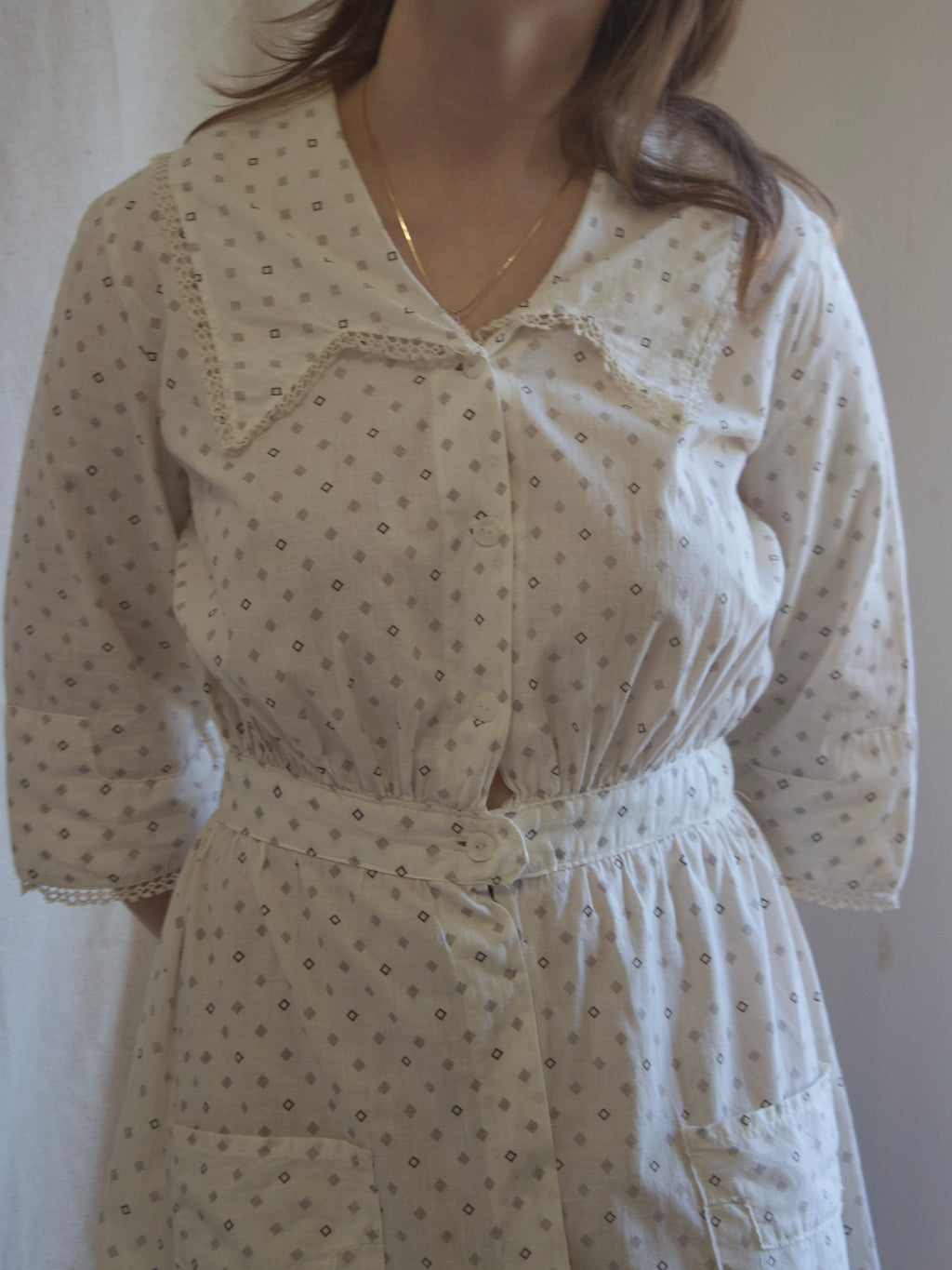 Antique Edwardian Calico Chore Workwear Dress