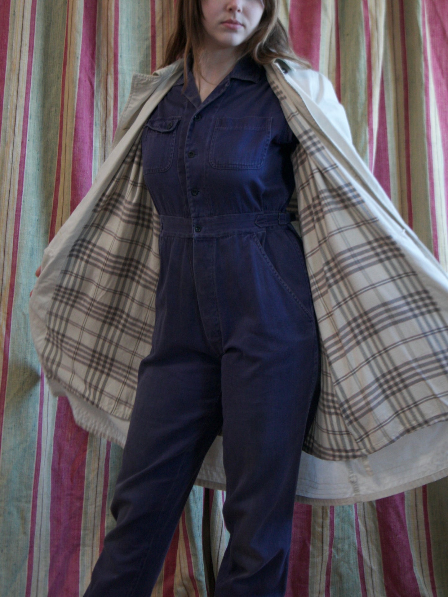 1940s Cream Cotton Trench Coat