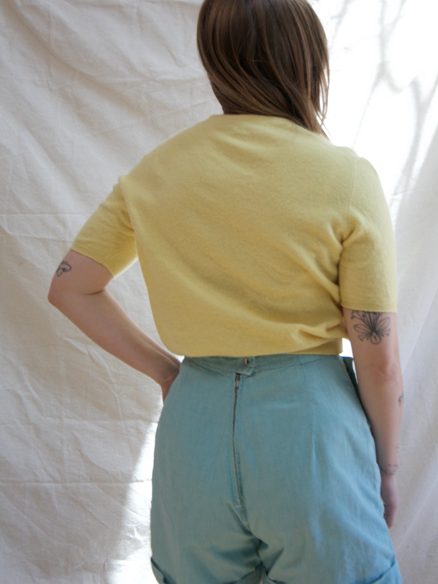 1950s Butter Yellow Lambswool Pullover Knit Sweater