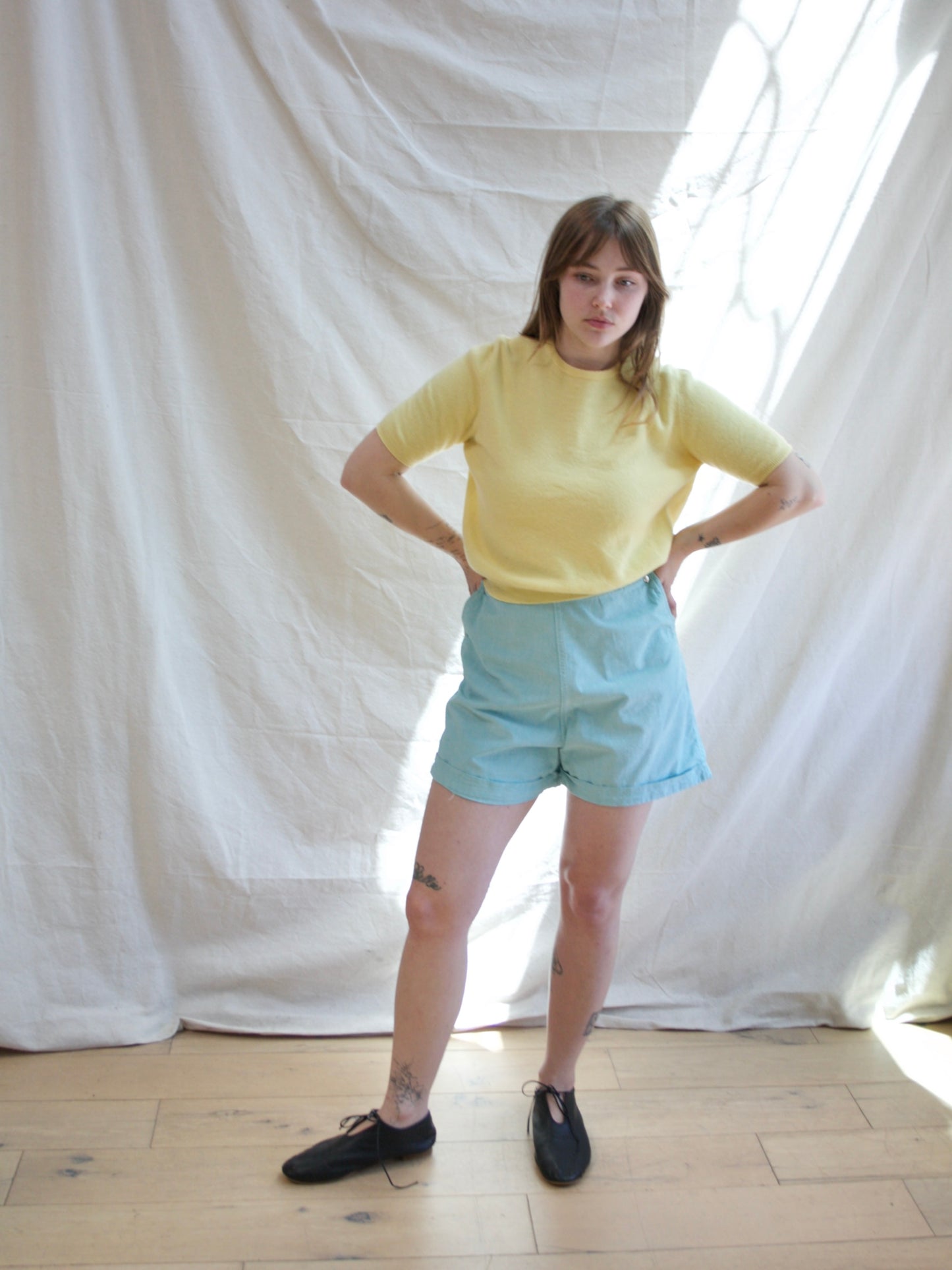 1950s Butter Yellow Lambswool Pullover Knit Sweater