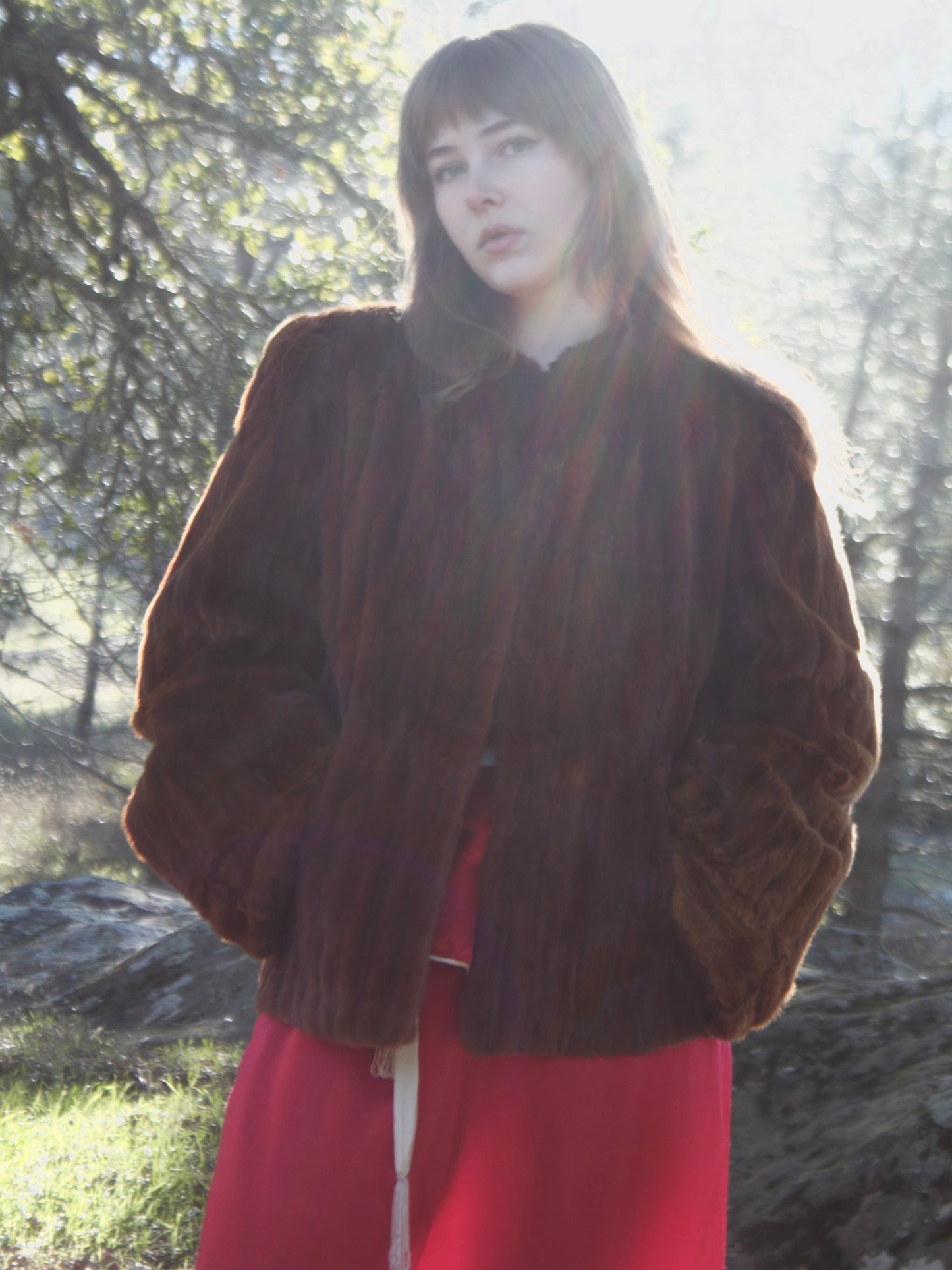 1940s Mink Strong Shoulder Bell Sleeve Coat
