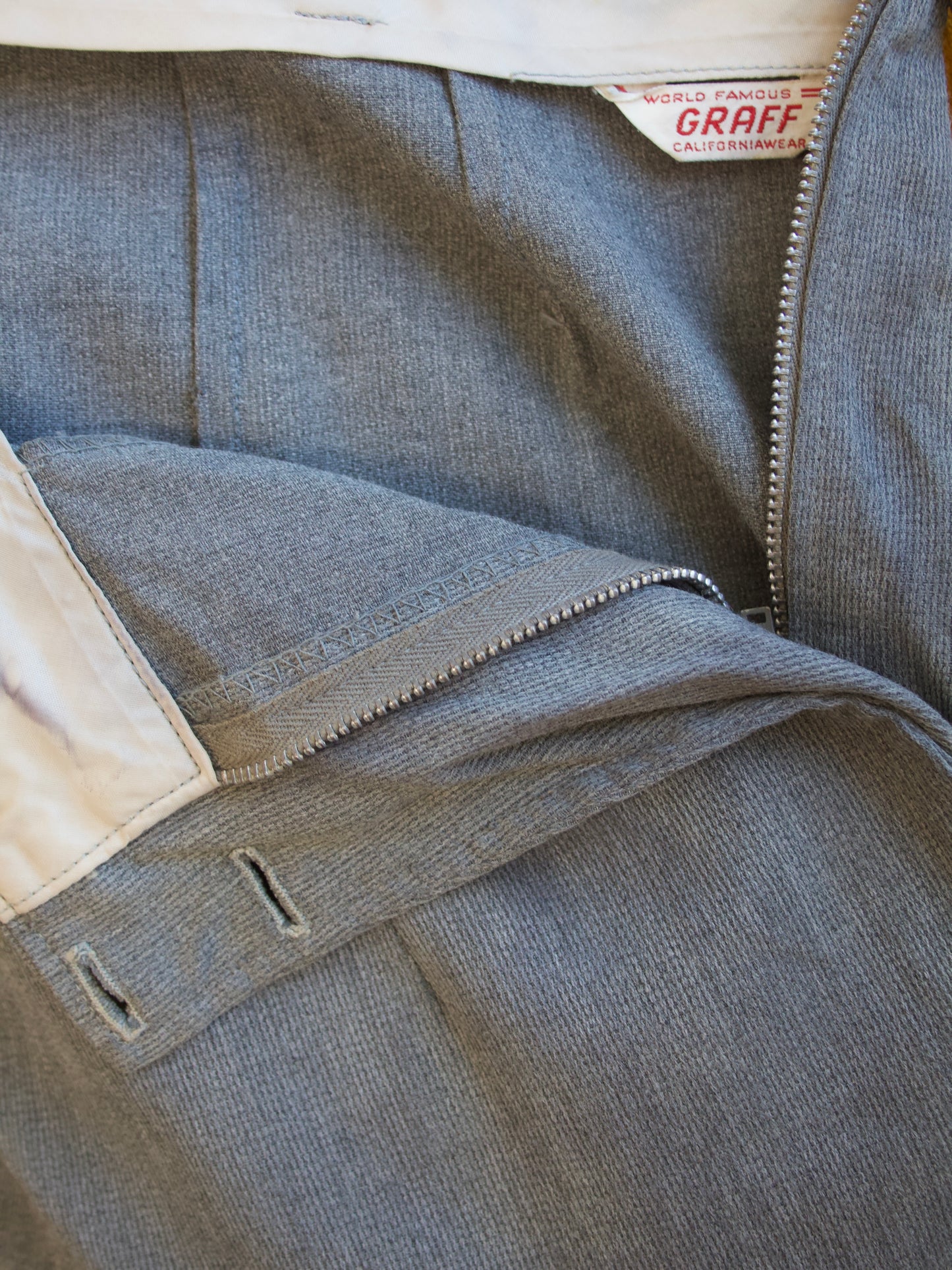 1940s Graff Sportswear Side Button/ Zip Slate Great Gabardine Rayon Pants