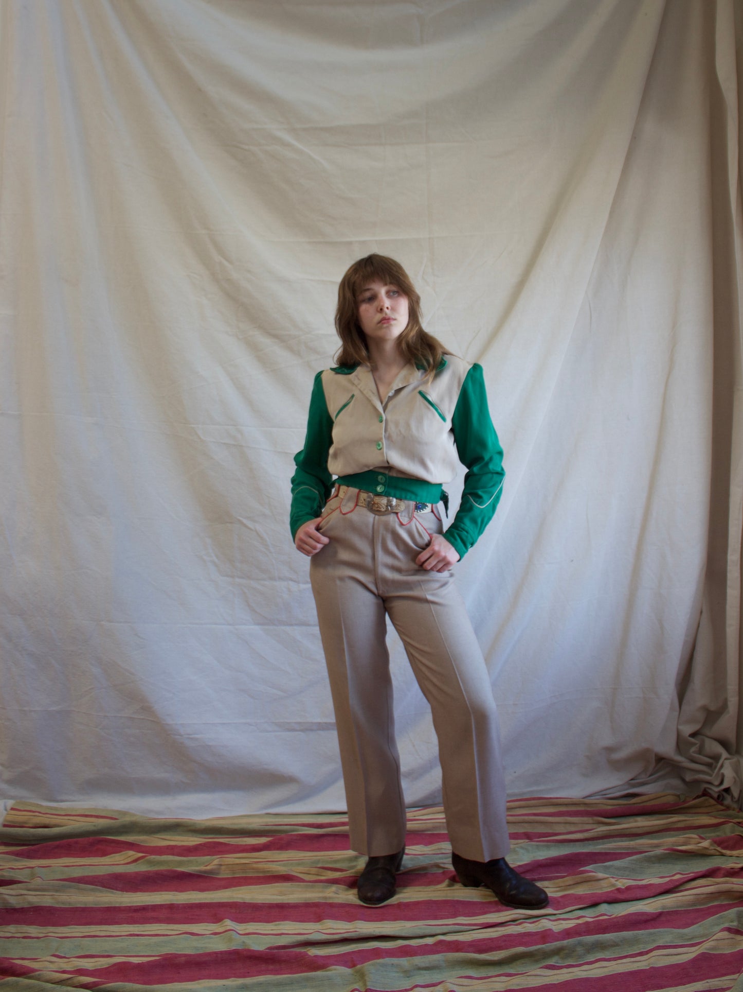 Rare 1940s Levis Shorthorn Gabardine Western Pants Red Piping