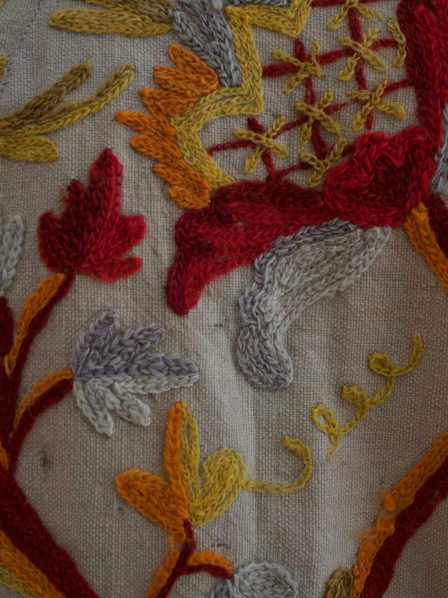 Antique 1920s/1930s Crewelwork Linen Jacket  Handmade in India