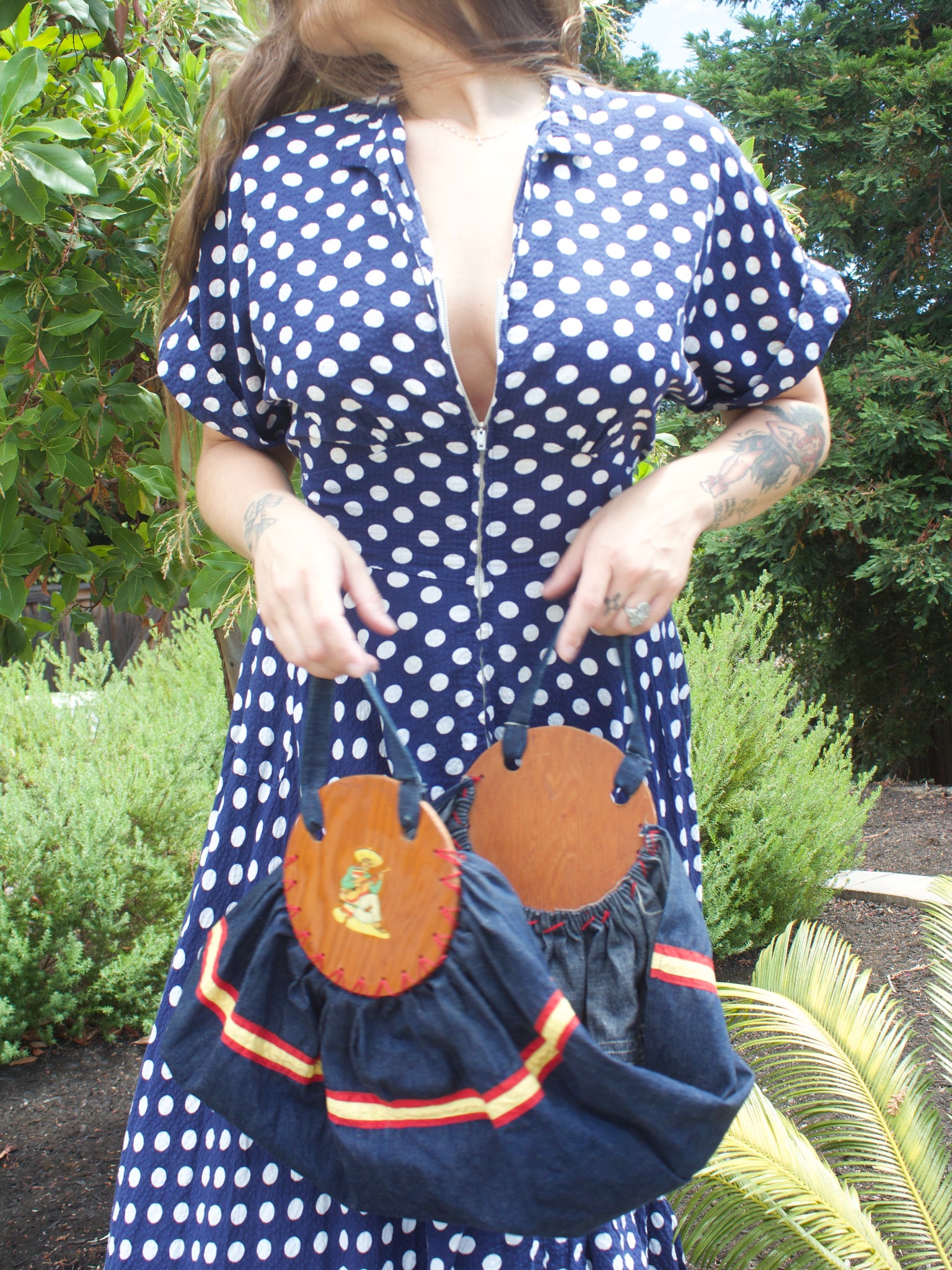 1940s Mexicana Denim Summer Handbag