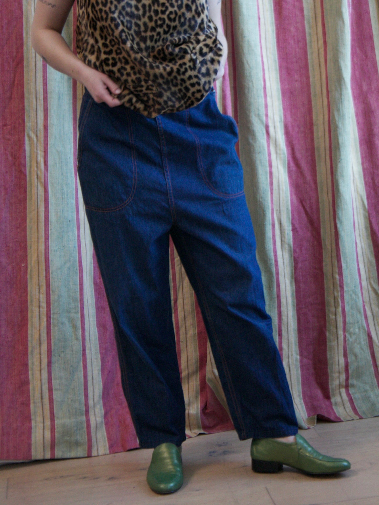 1950s Dark Denim Side Zip Jeans