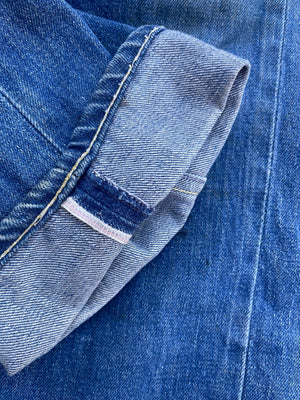 1950s Penny's Foremost 'Levis 701 Style' Mended High Wast Ladies Selvedge Denim