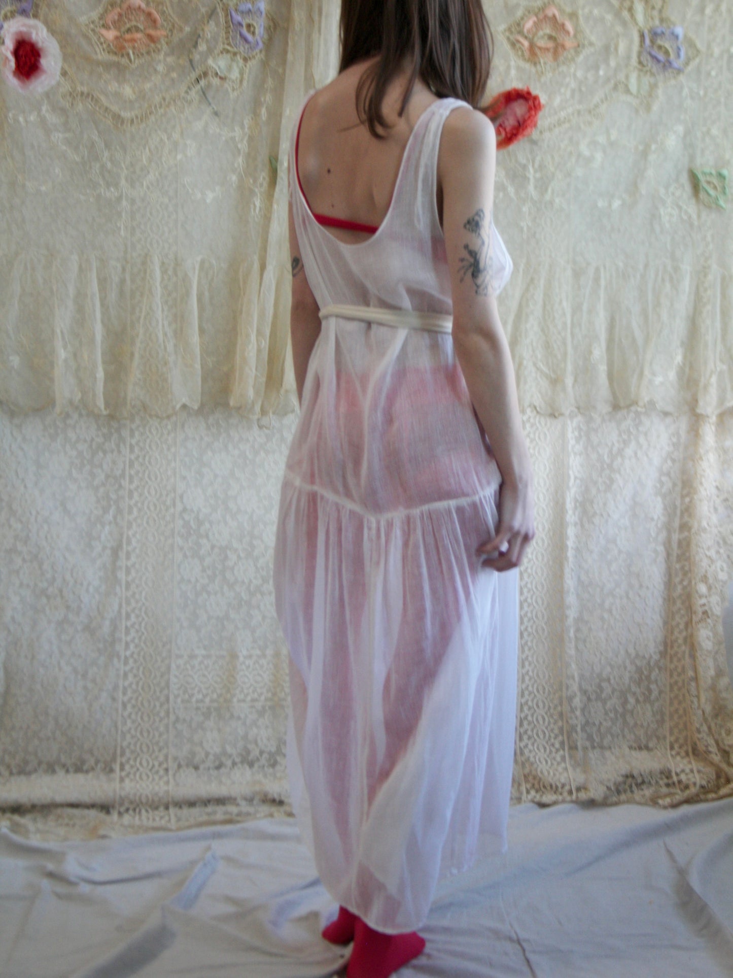 Antique Cotton Gauze Drop Waist Dress