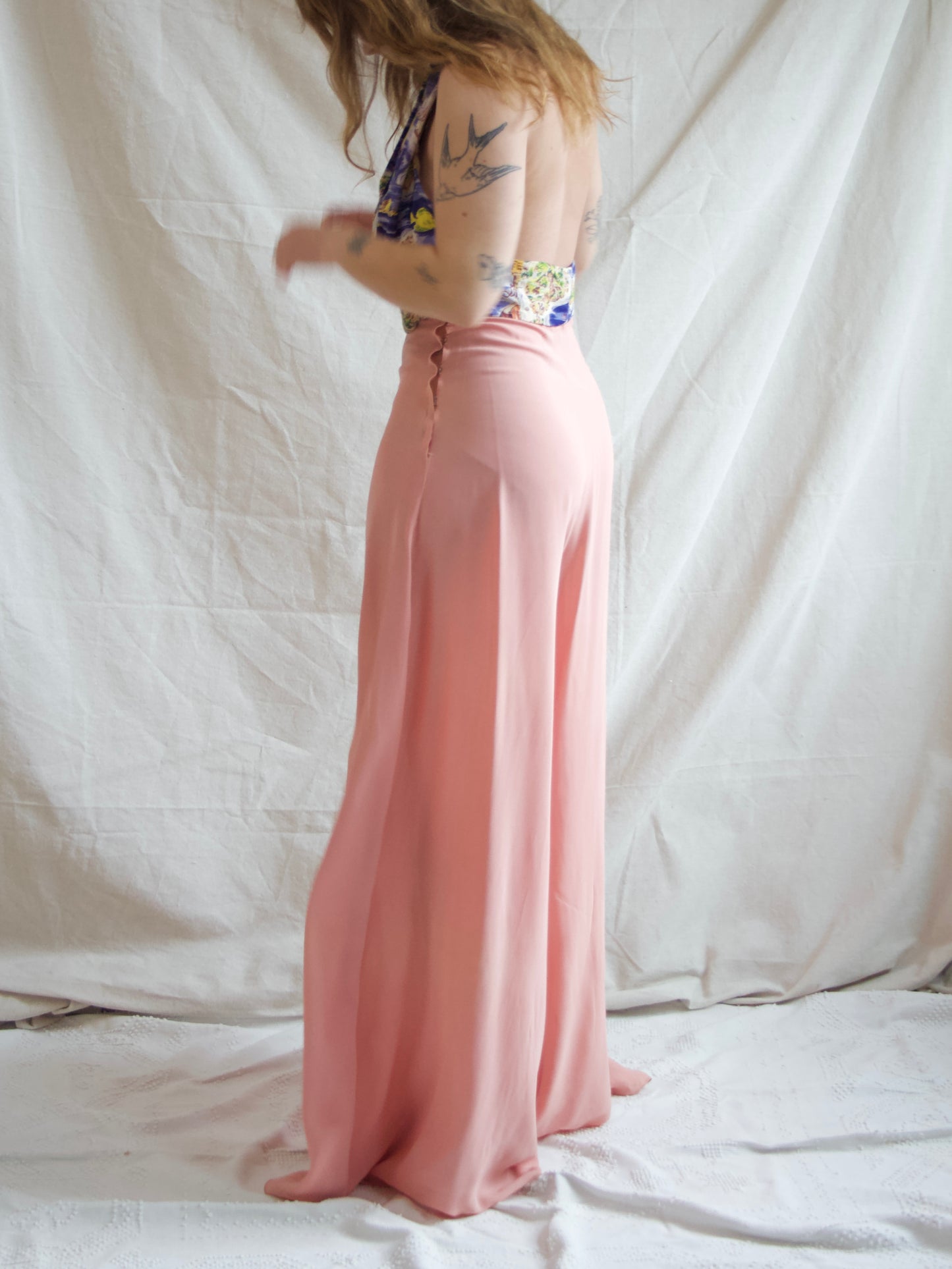 1940s Dusty Crepe Blend Palazzo Pants