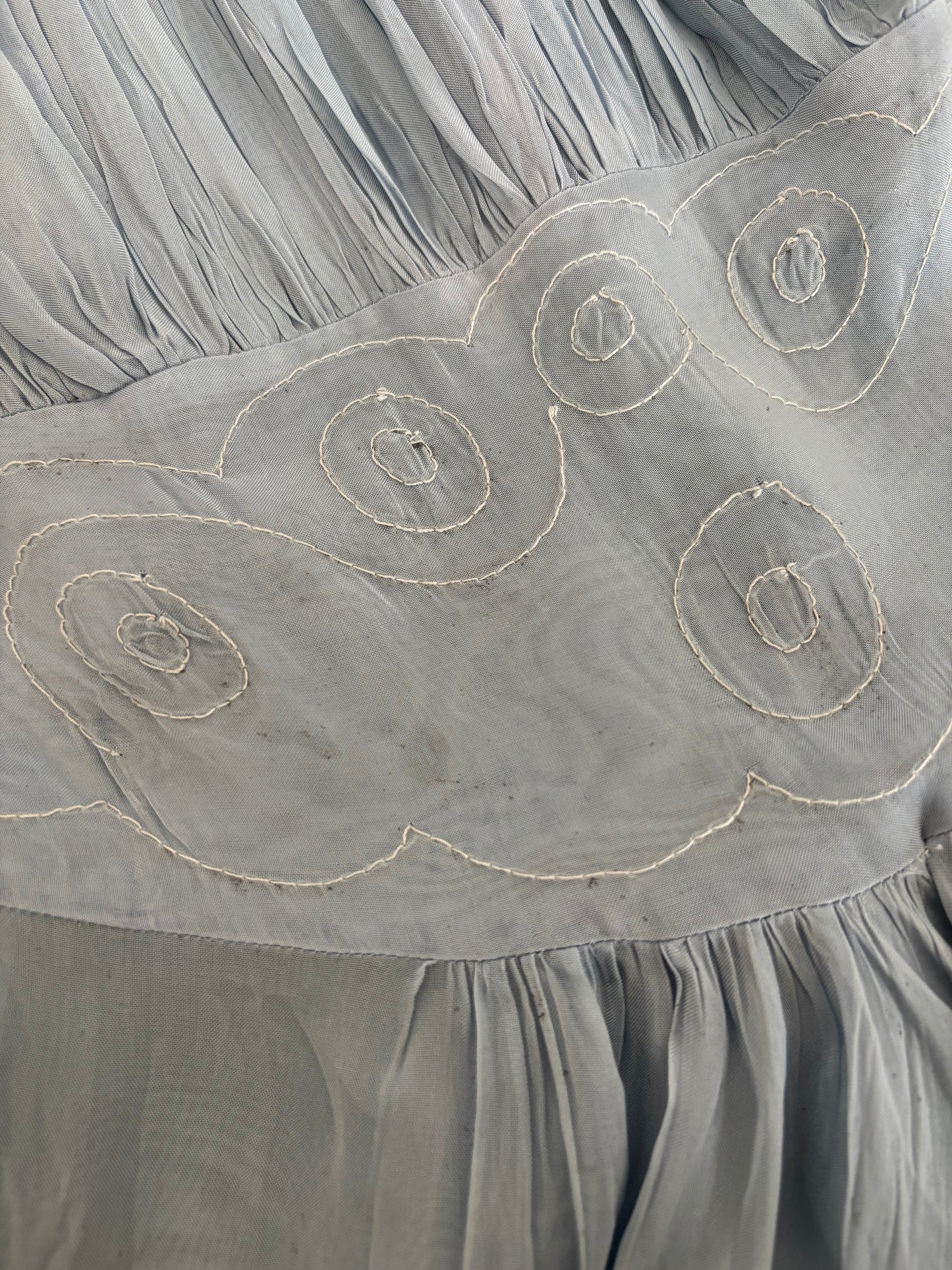 1930s Balloon Sleeve Baby Blue Sheer Gown